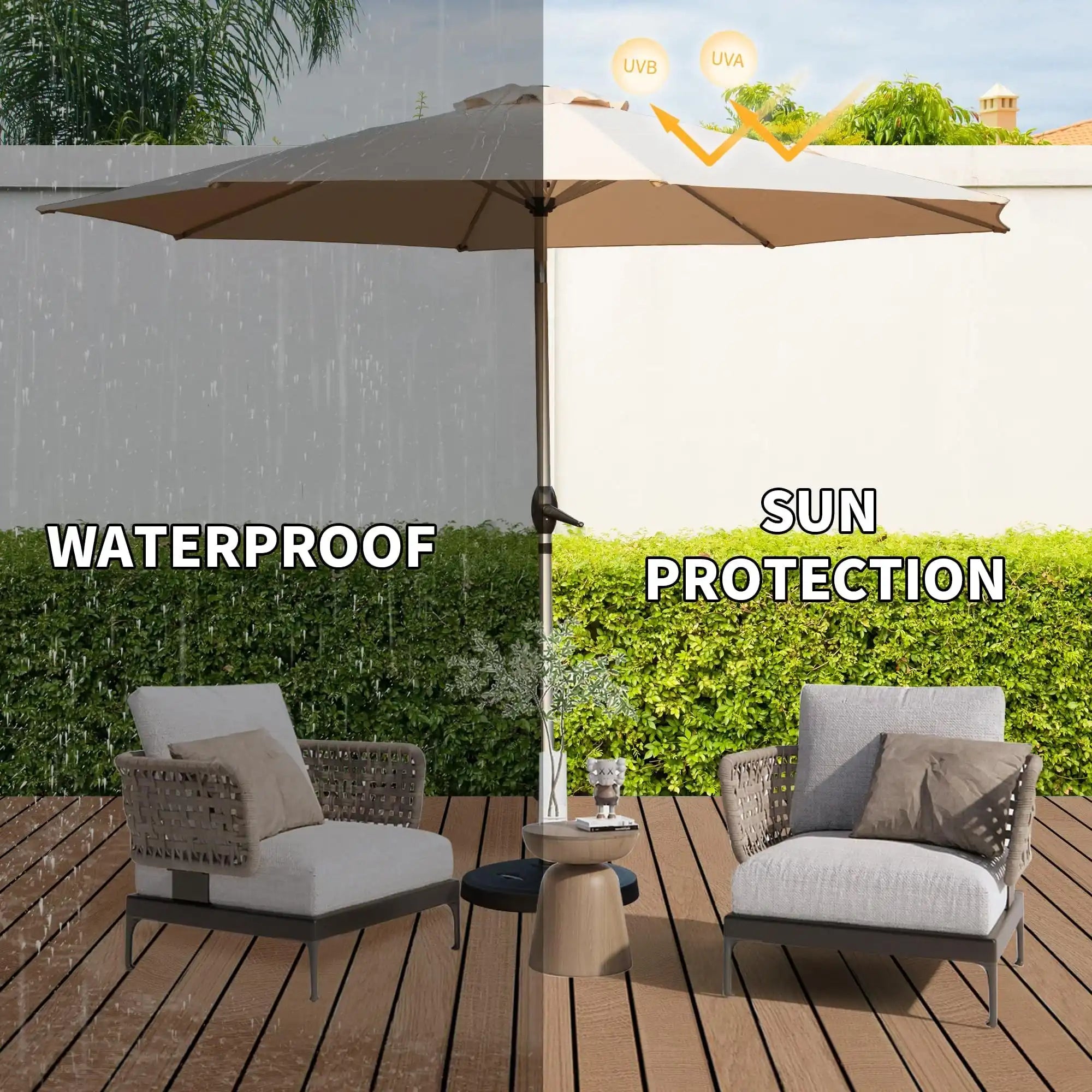 10FT Outdoor Patio Umbrella, UV Protection, Beige - Best Buy Furniture