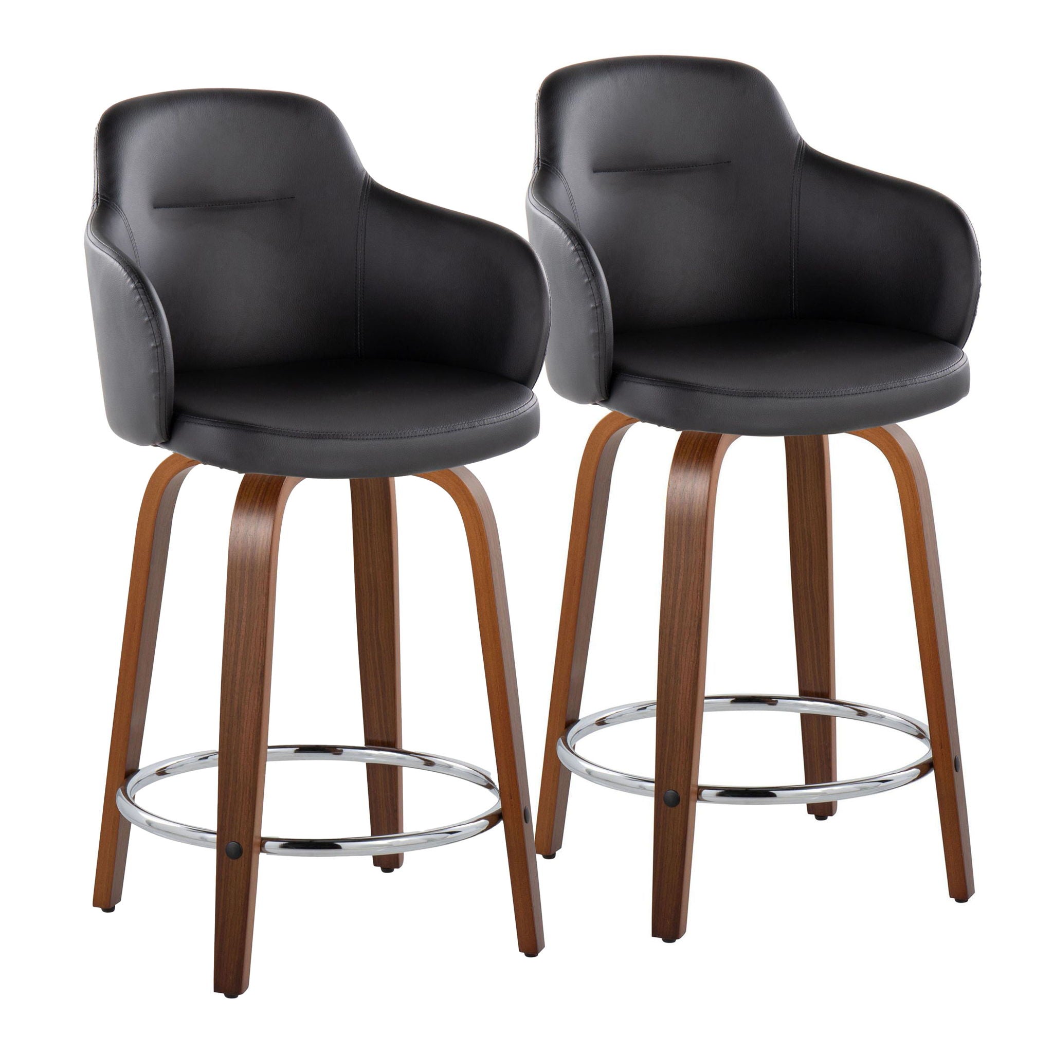 Boyne - Contemporary Fixed Height Counter Stool With Swivel With Round Footrest (Set of 2) - Best Buy Furniture