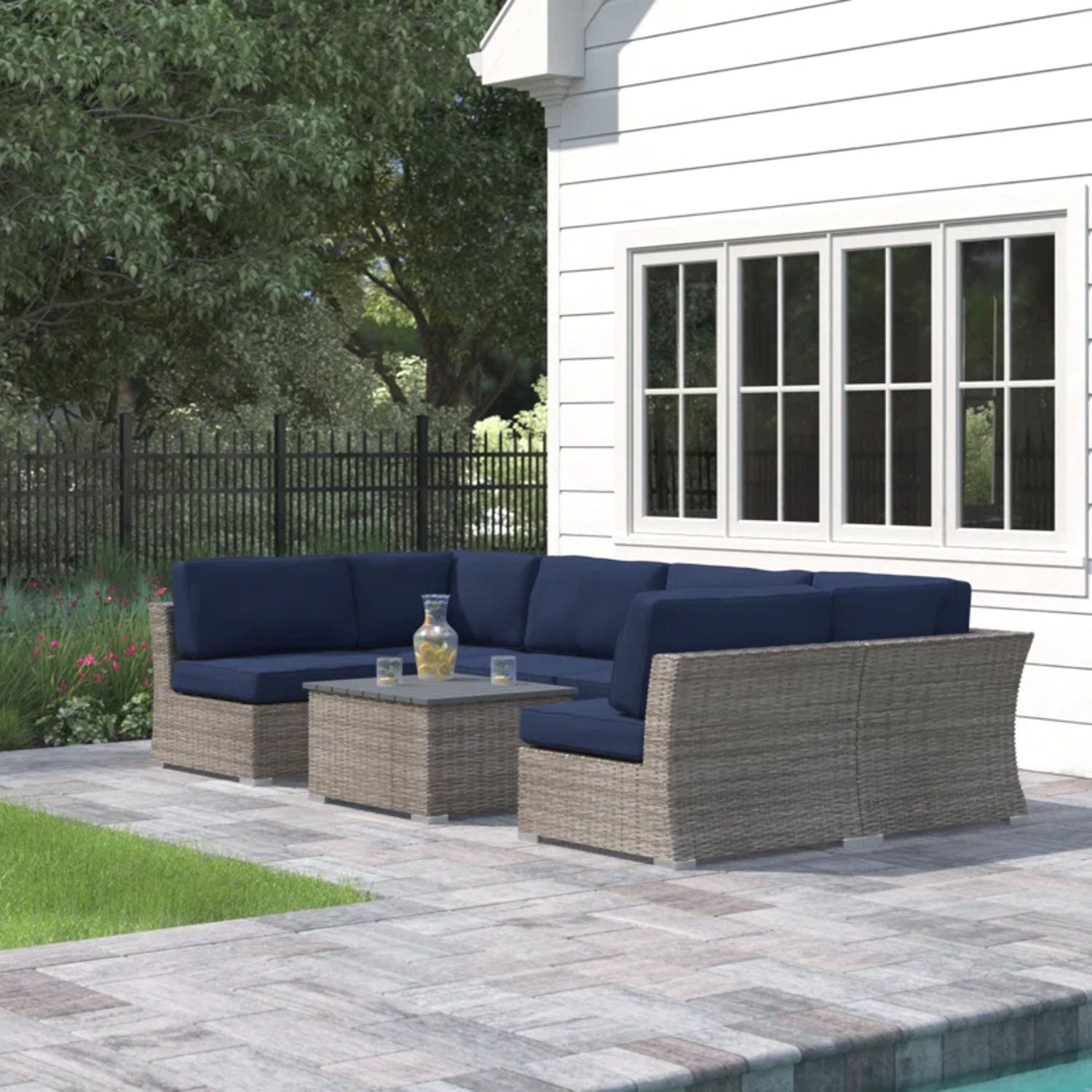 Wicker Sectional Sofa With Cushions And Table - Best Buy Furniture