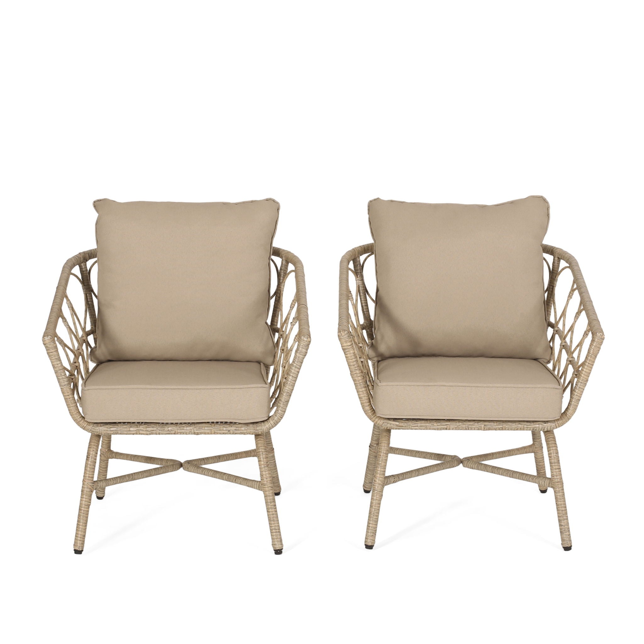 Bruce - Outdoor Club Chair Set With Water Resistant Cushions Rattan And Iron - Brown - Best Buy Furniture