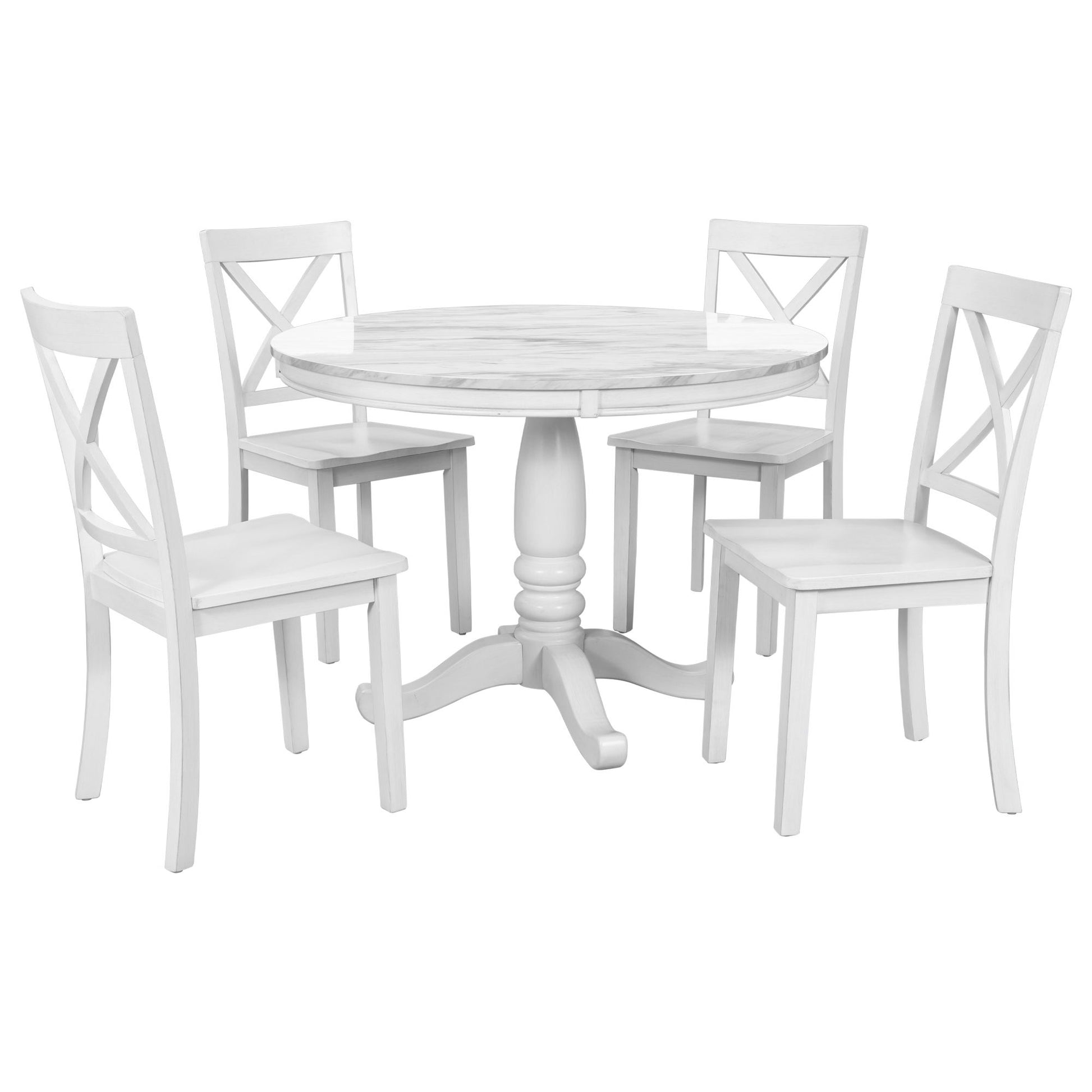 5 Pieces Dining Table And Chairs Set For 4 Persons, Kitchen Room Solid Wood Table With 4 Chairs - Best Buy Furniture