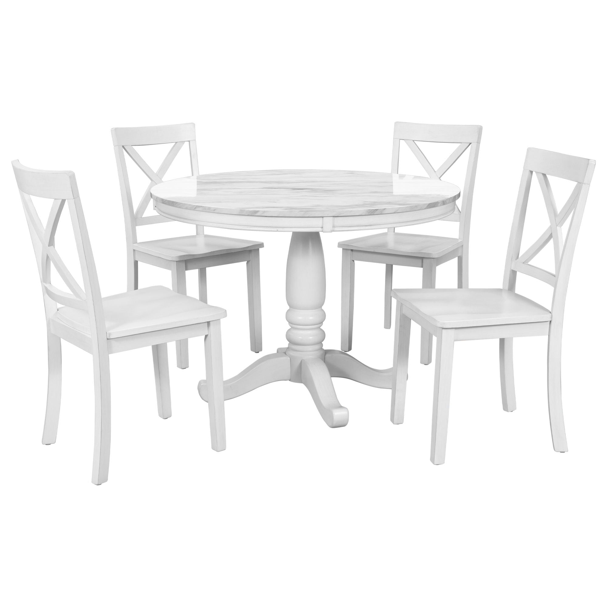 5 Pieces Dining Table And Chairs Set For 4 Persons, Kitchen Room Solid Wood Table With 4 Chairs - Best Buy Furniture