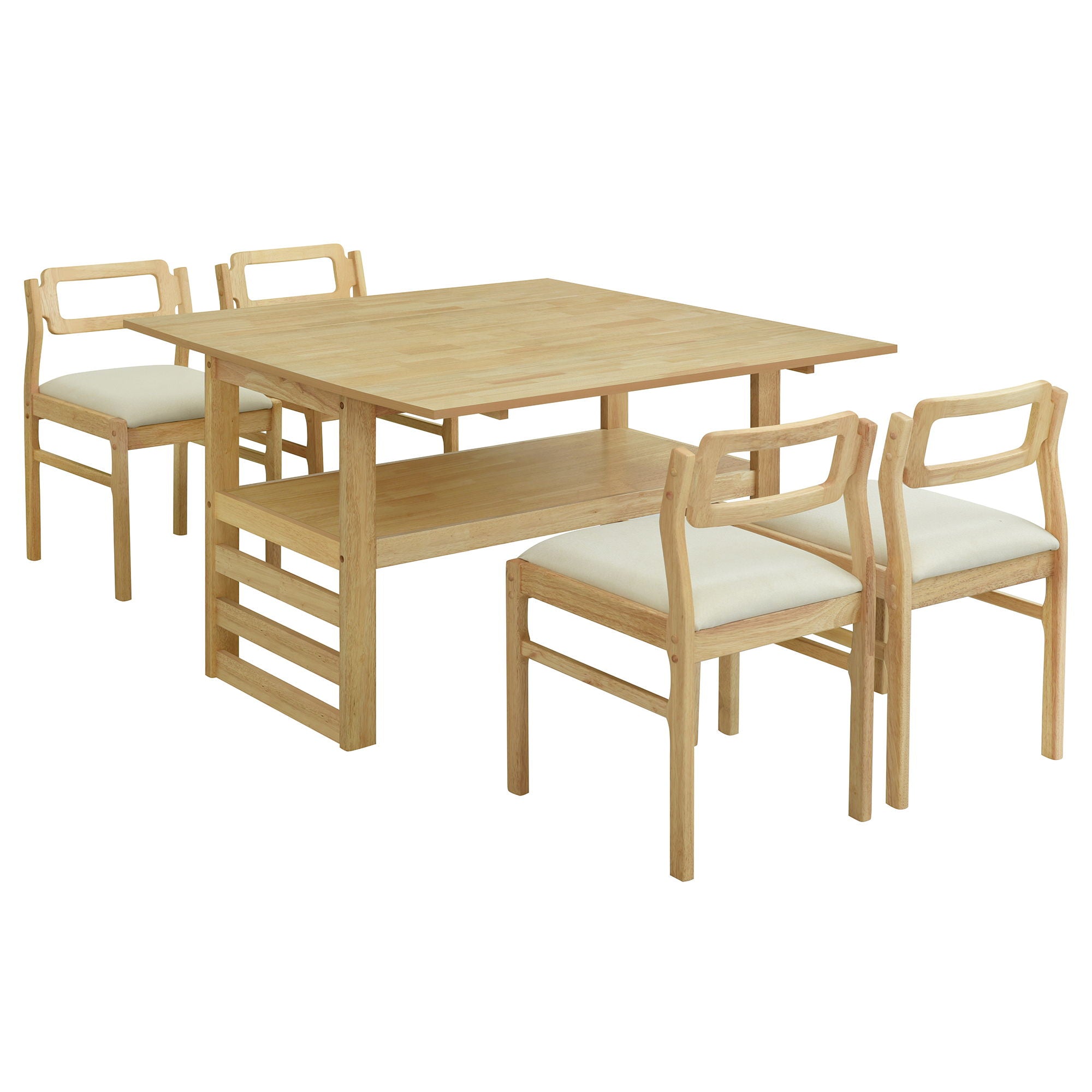5 Piece Extendable Wood Square Dining Table Set With 2 Drop Leaves - Best Buy Furniture
