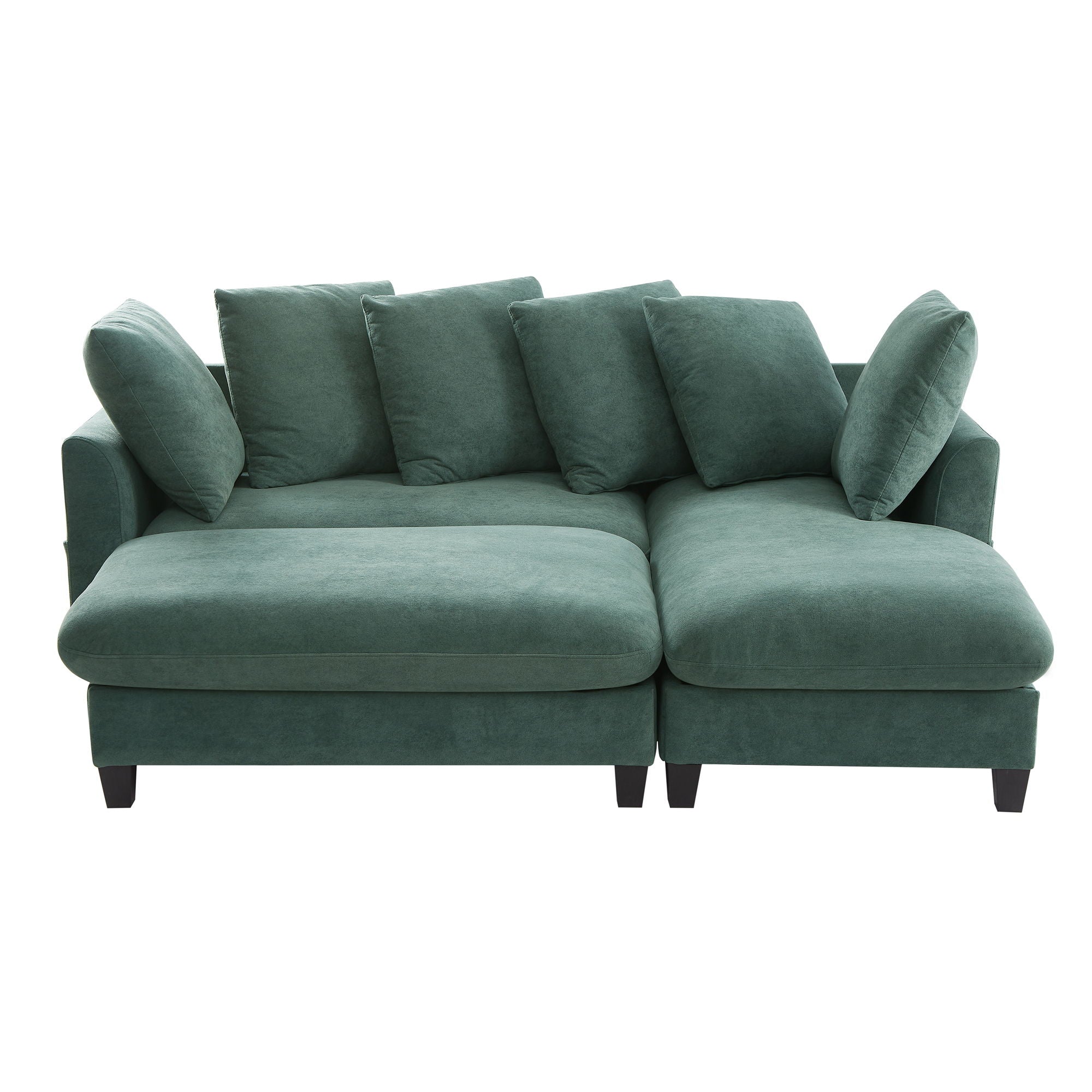 Upholstered L Shaped Sectional Sofa With Storage, Movable Ottoman, And 6 Throw Pillows - Best Buy Furniture