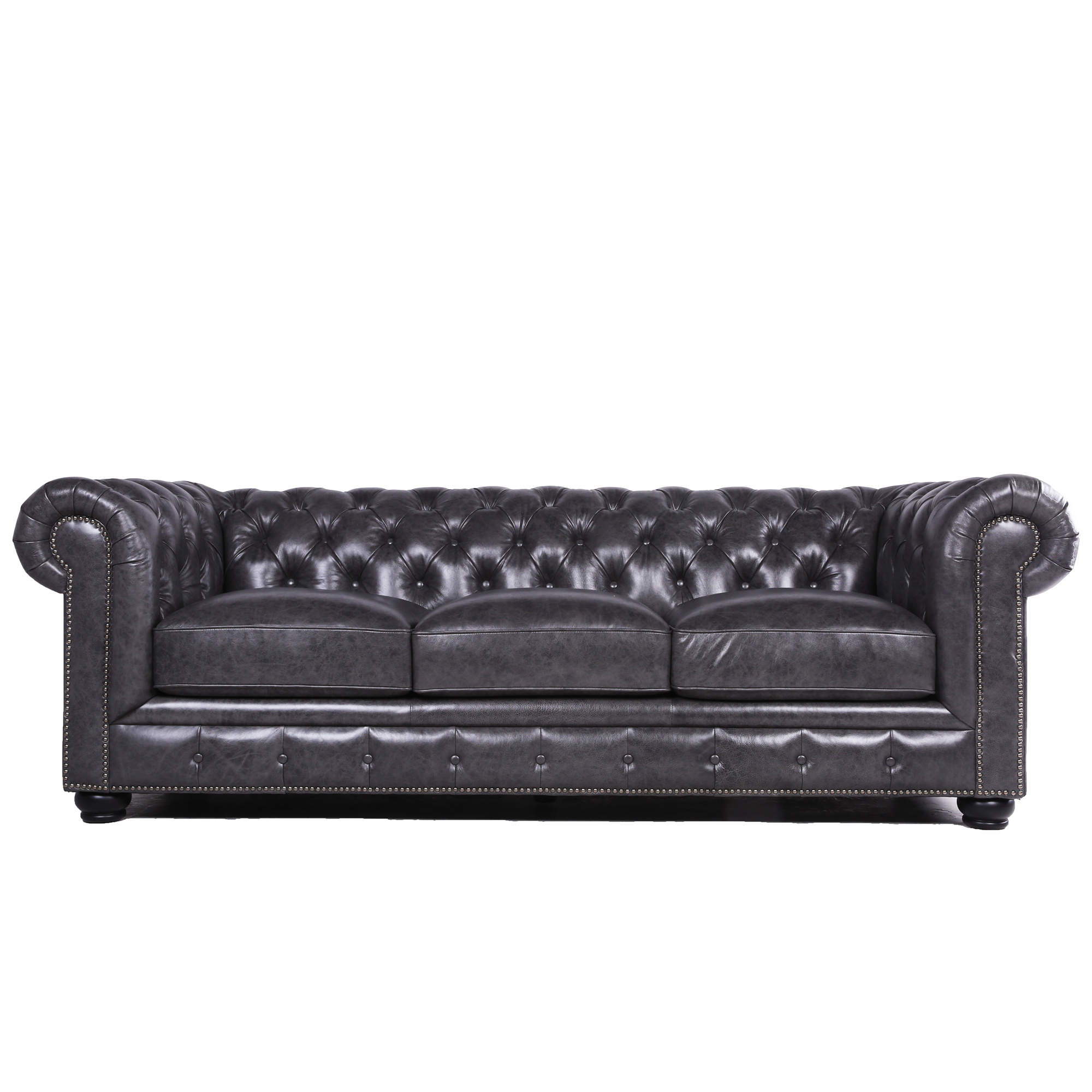 Traditional Tufted Leather Chesterfield Nailhead Sofa - Best Buy Furniture