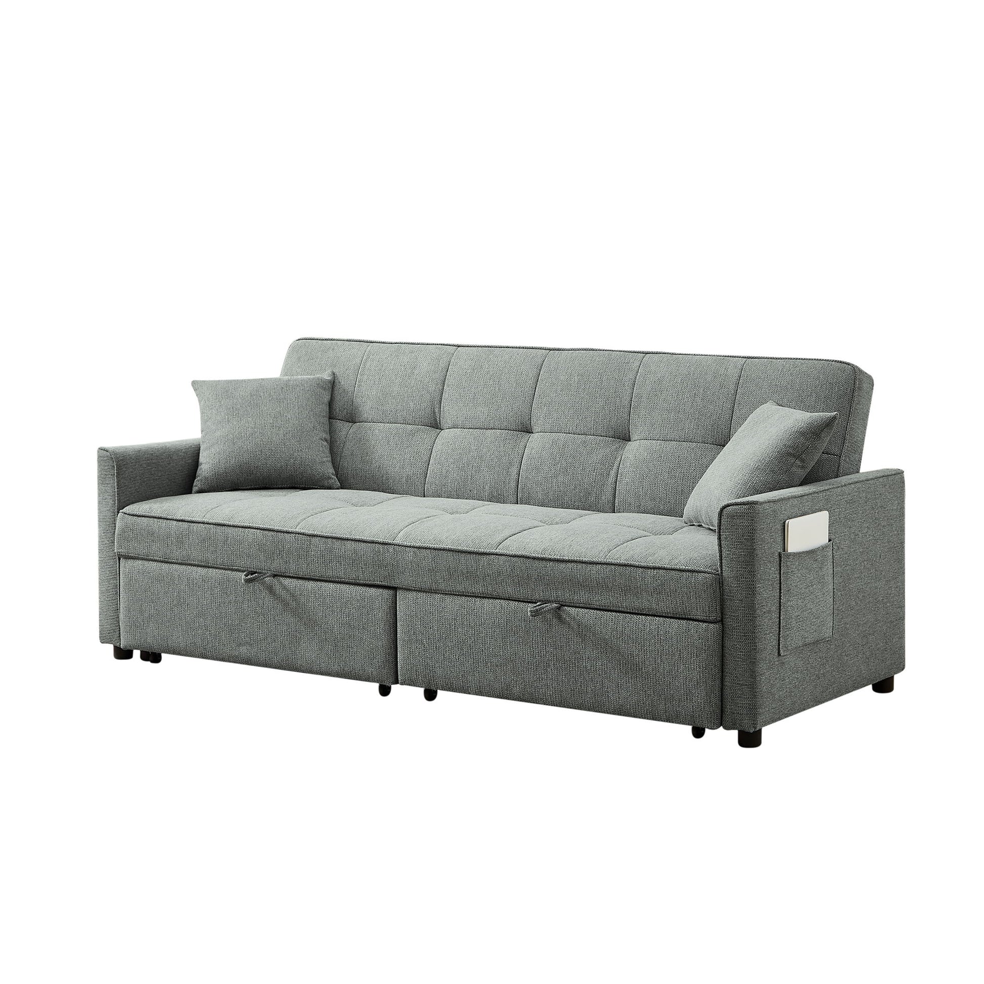 3 In 1 Convertible Sleeper Sofa Bed, Reclining Backrest, Pillows, Pockets - Best Buy Furniture