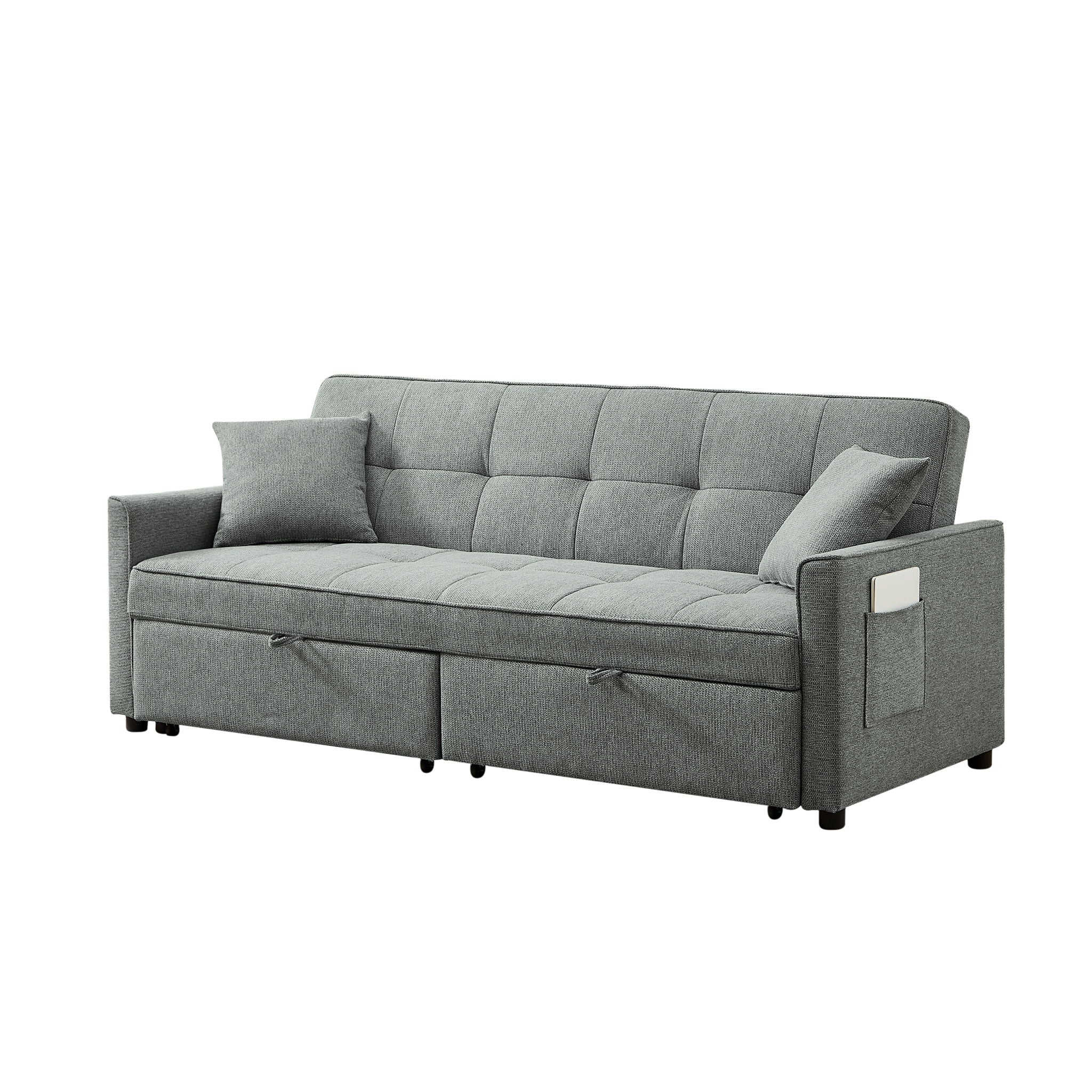 3 In 1 Convertible Sleeper Sofa Bed, Reclining Backrest, Pillows, Pockets - Best Buy Furniture
