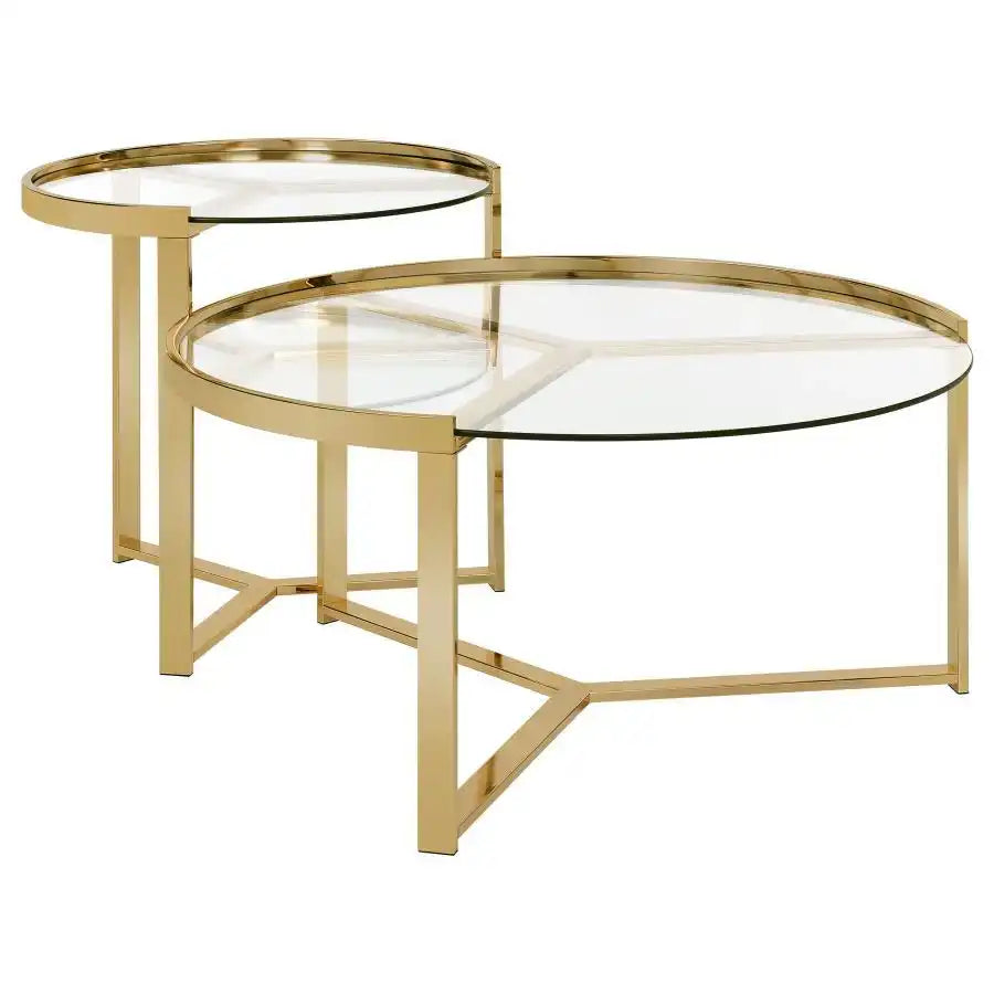 Delia - 2 Piece Round Glass Top Nesting Coffee Table - Best Buy Furniture
