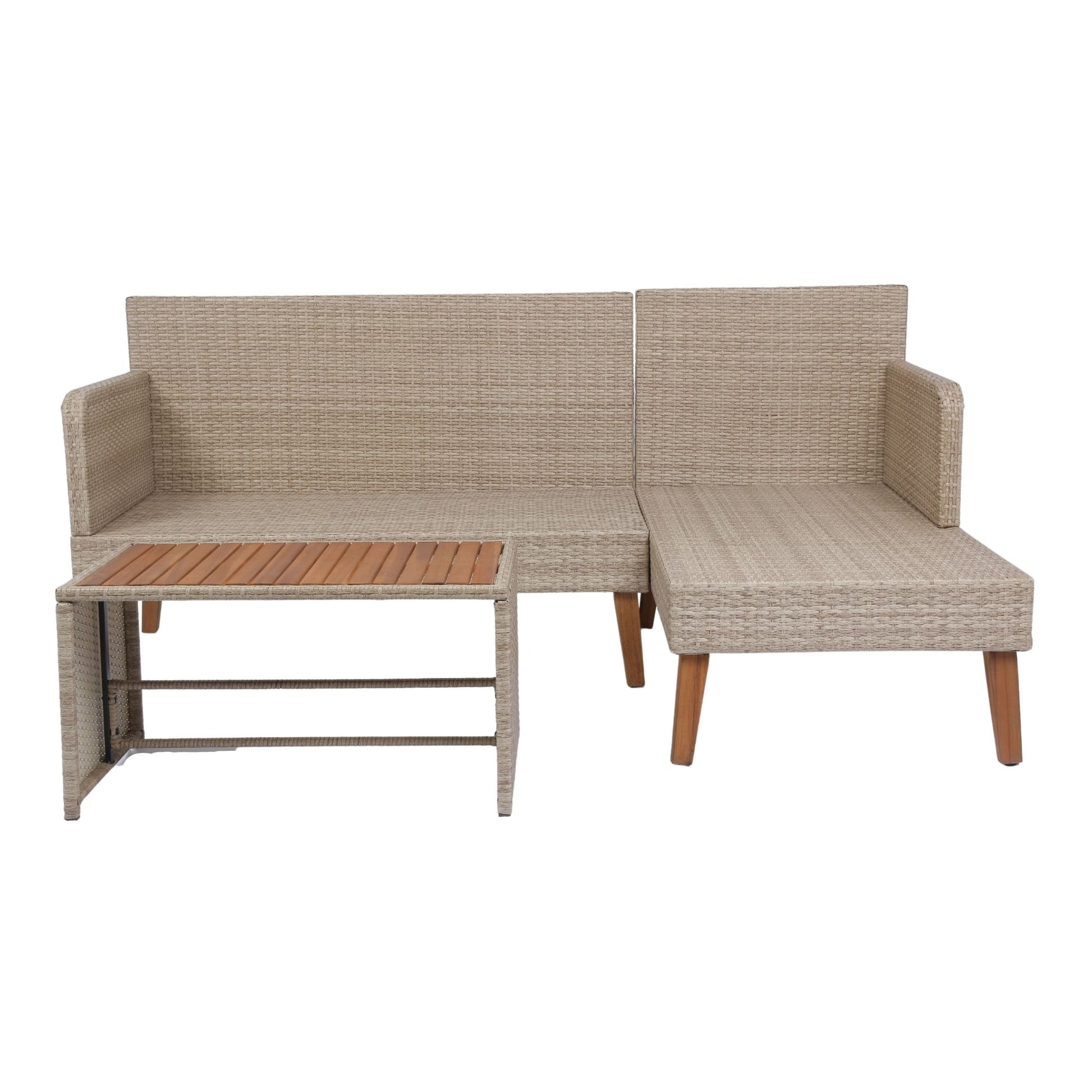 3 Piece Patio Sectional Wicker Rattan Outdoor Furniture Sofa Set Natural Wicker And Cushion - Yellow / Dark Gray - Best Buy Furniture