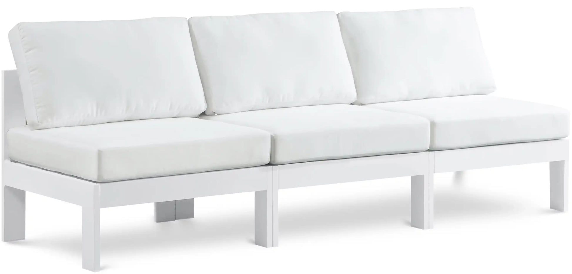 Nizuc - Outdoor Patio 3 Seat Armless Modular Sofa With White Frame - Best Buy Furniture