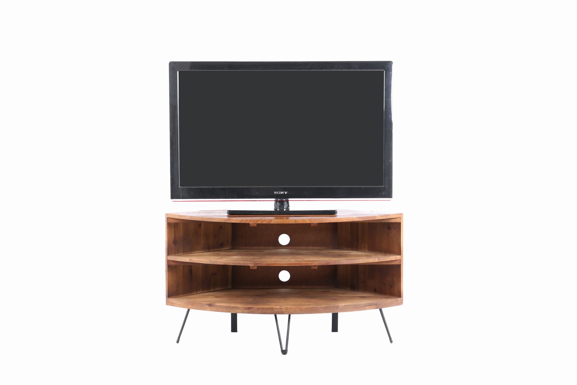 Fan Shape Reclaimed Wood Corner Media Table For Living Room Wise Use Your Space - Natural - Best Buy Furniture