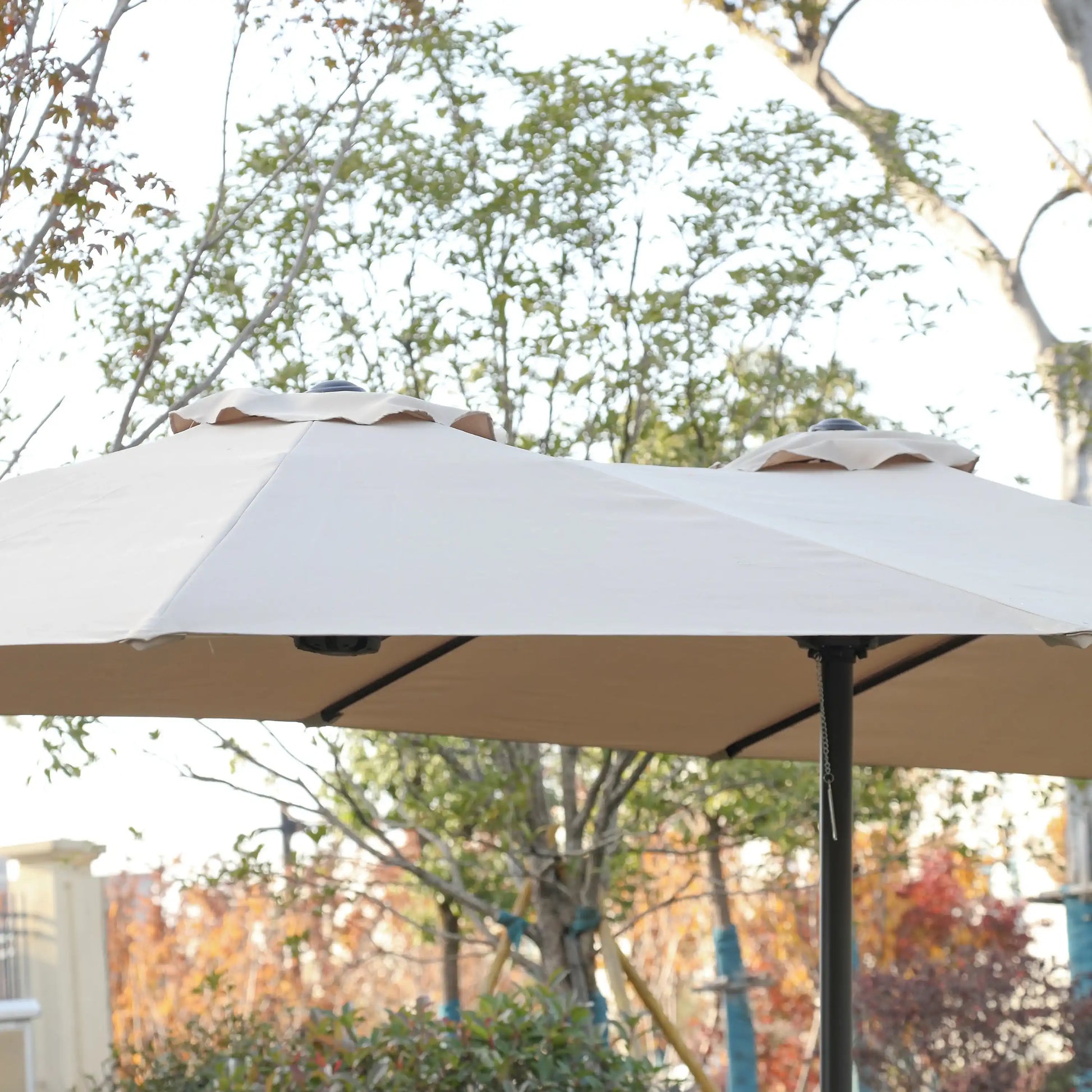 14.8 Ft Double Sided Outdoor Umbrella Rectangular Large with Crank ( khaki ) - Best Buy Furniture