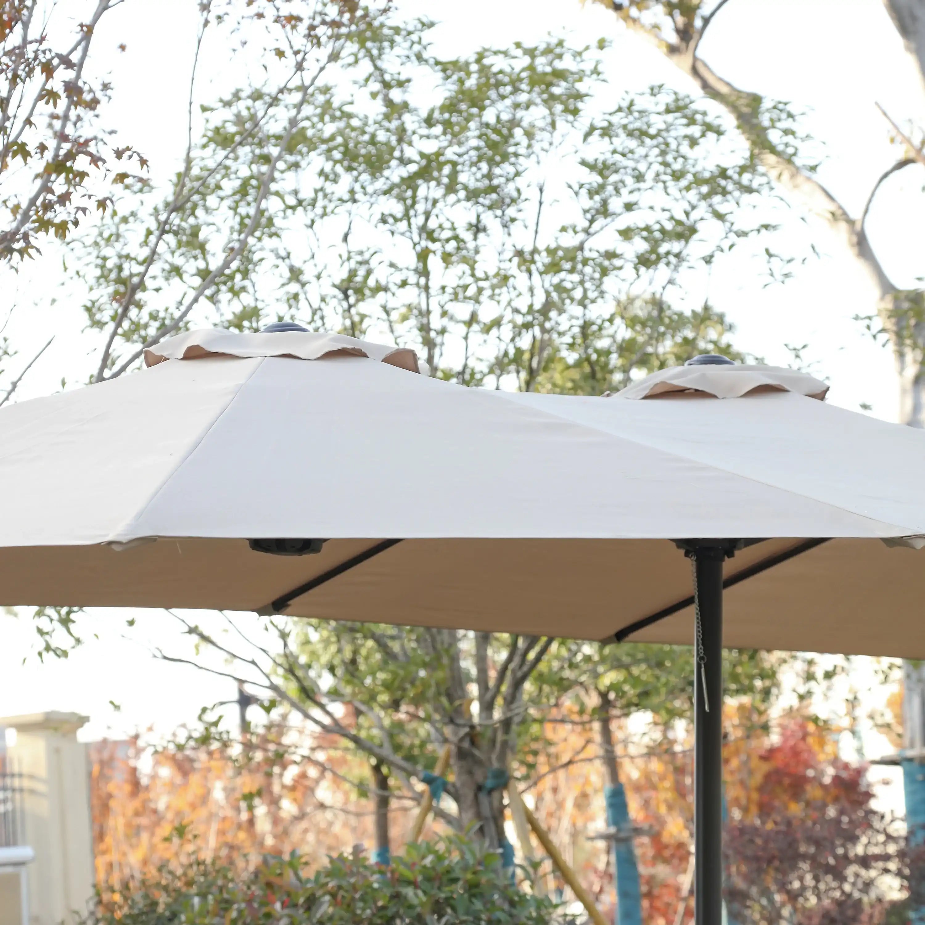 14.8 Ft Double Sided Outdoor Umbrella Rectangular Large with Crank ( khaki ) - Best Buy Furniture