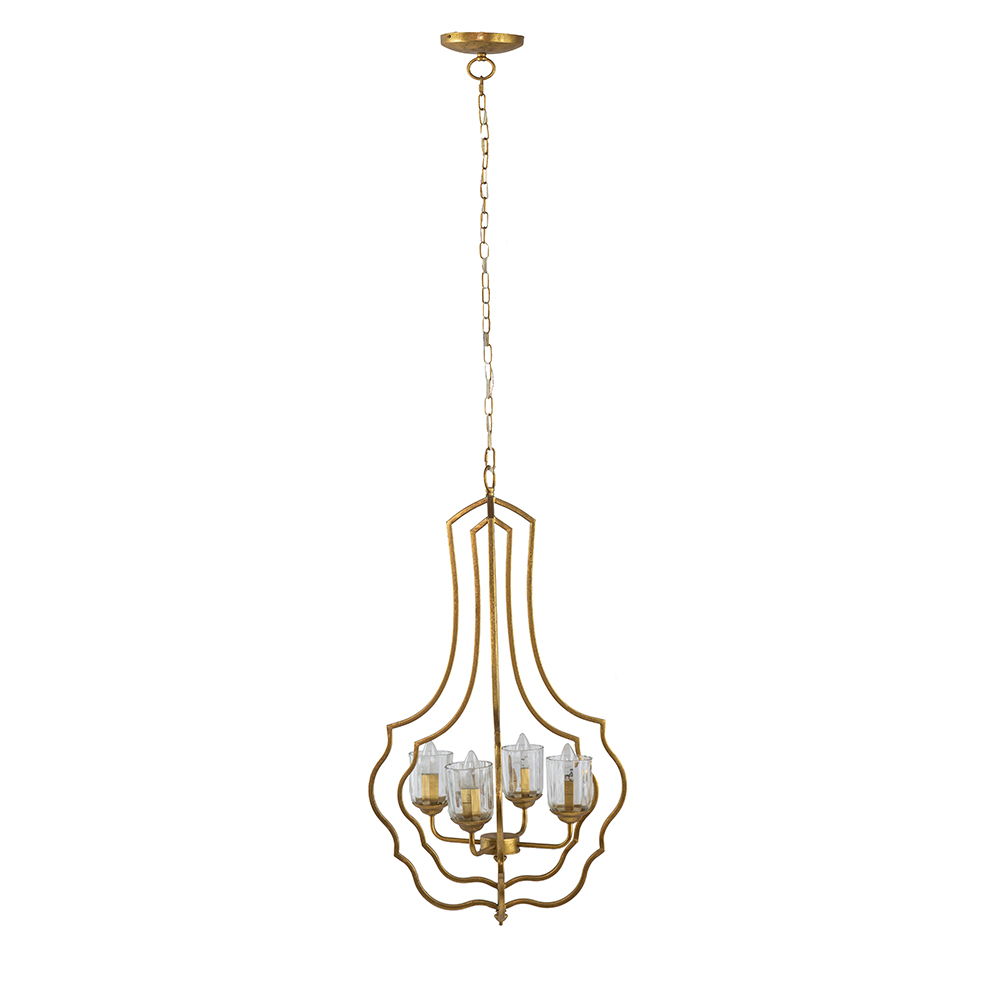 4 Light Metal Chandelier, Hanging Light Fixture With Adjustable Chain For Kitchen, Bulb Not Included - Gold - Best Buy Furniture