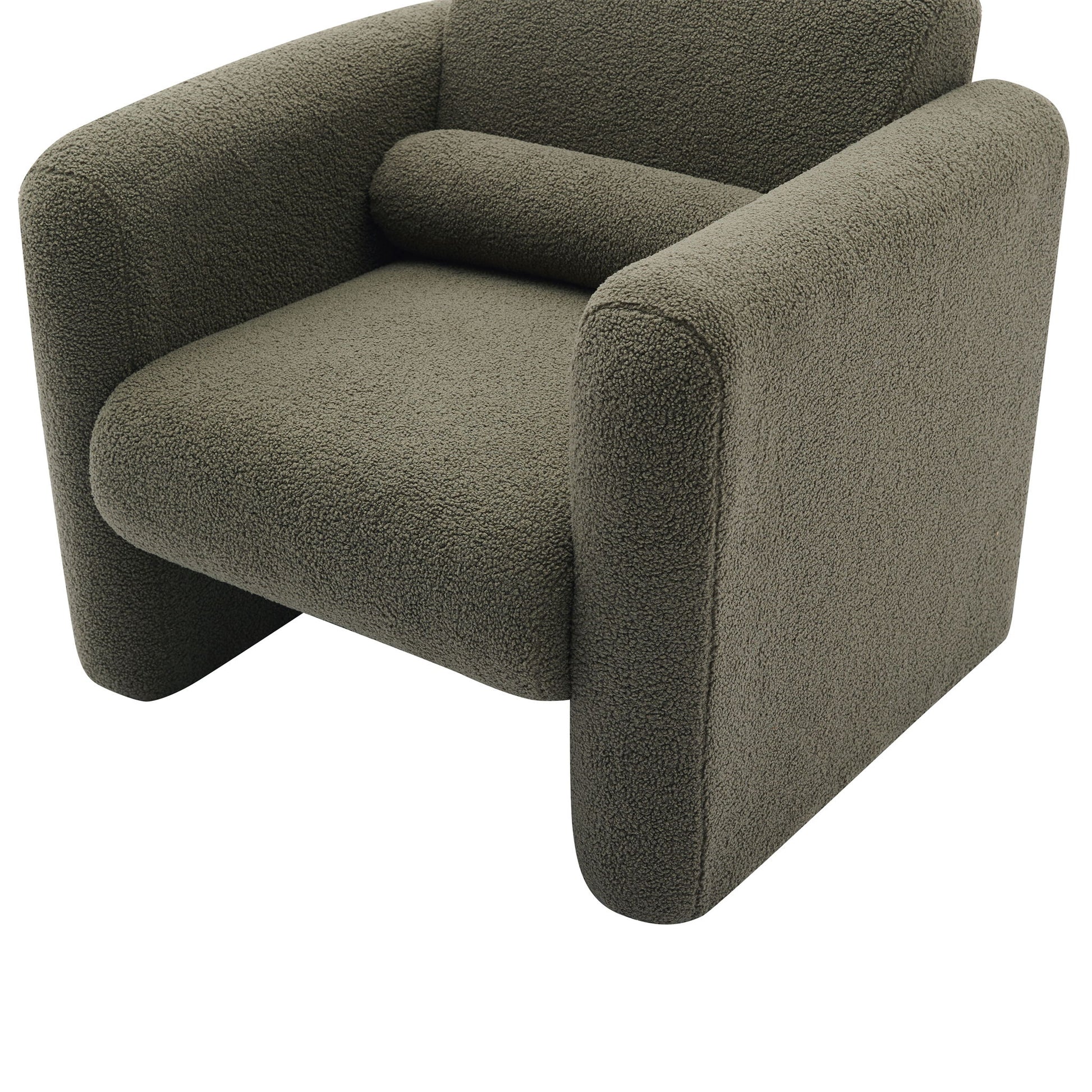 Modern Accent Chair Lambskin Sherpa Fabric Upholstered Comfy With Pillow - Best Buy Furniture