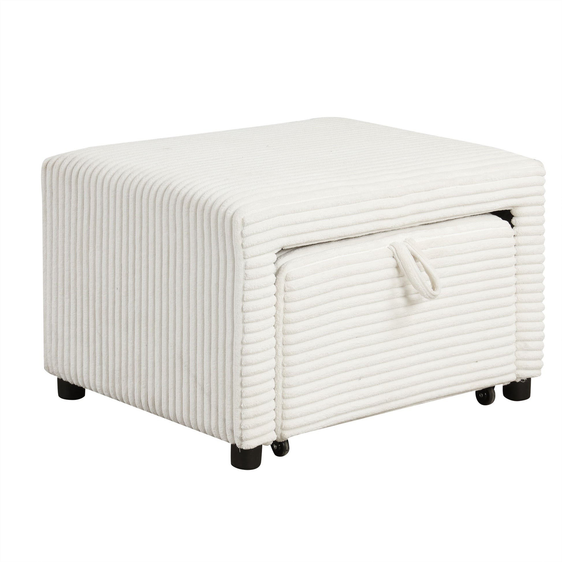 Pull-Out L-Shaped Sectional Sofa With Movable Ottoman And Stool, Large Storage Space, A Cup Holder, And 2 USB Ports For Living Room - Best Buy Furniture