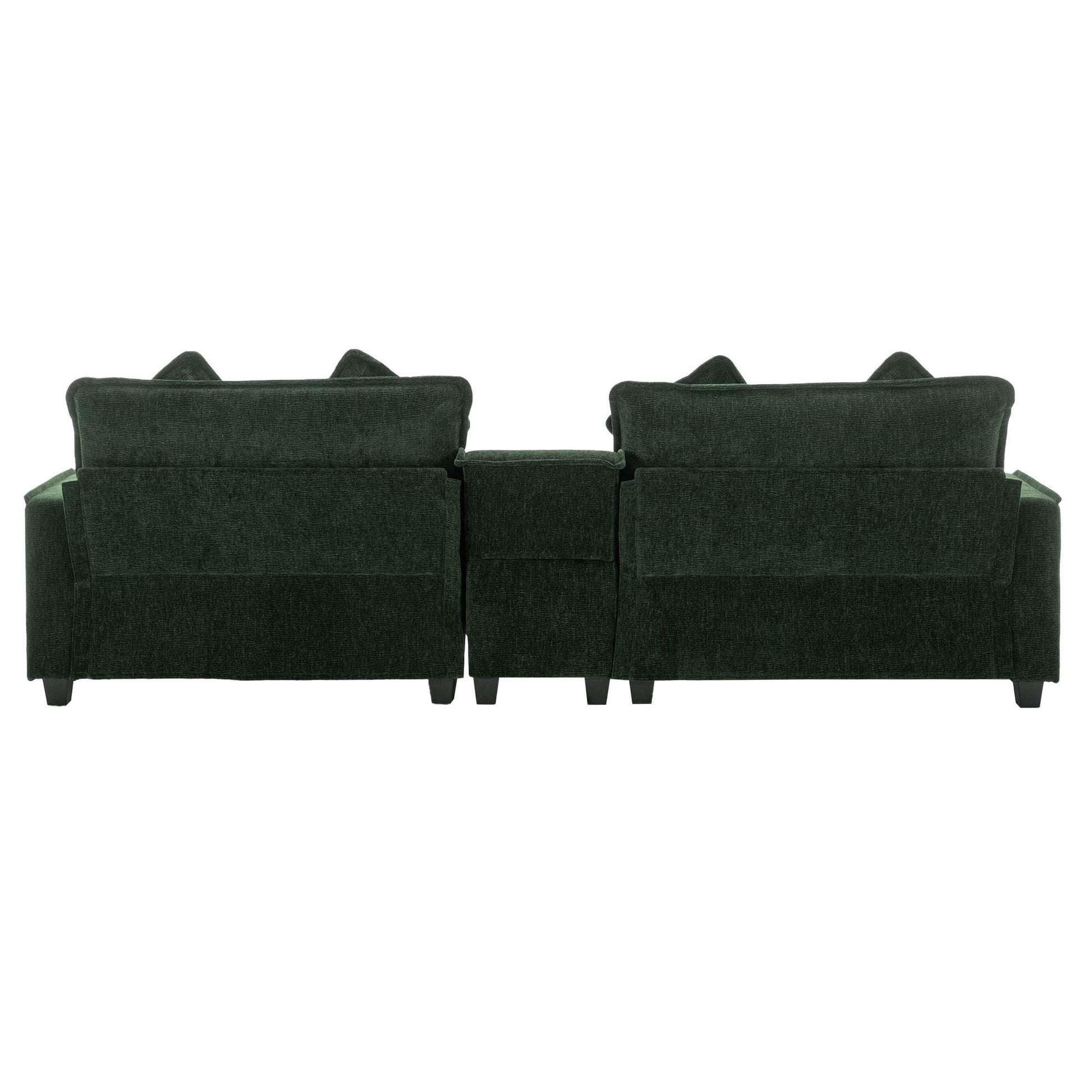 Sectional Sofa Chenille Upholstered Sofa With Two Removable Ottoman, Two USB Ports, Two Cup Holders And Large Storage Box For Living Room - Best Buy Furniture