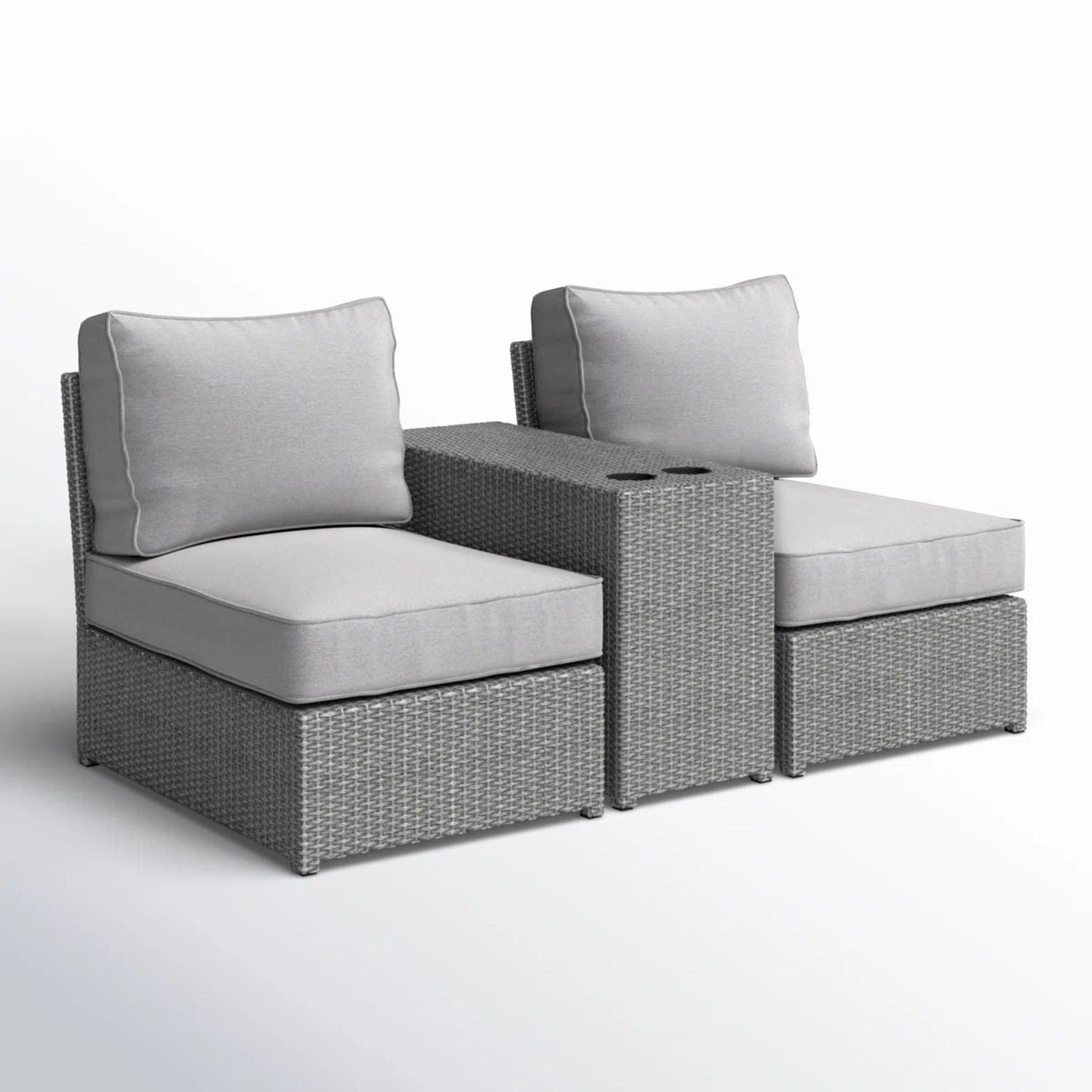 2 Person Wicker Conversation Set With Cushions, Weather Resistant - Best Buy Furniture