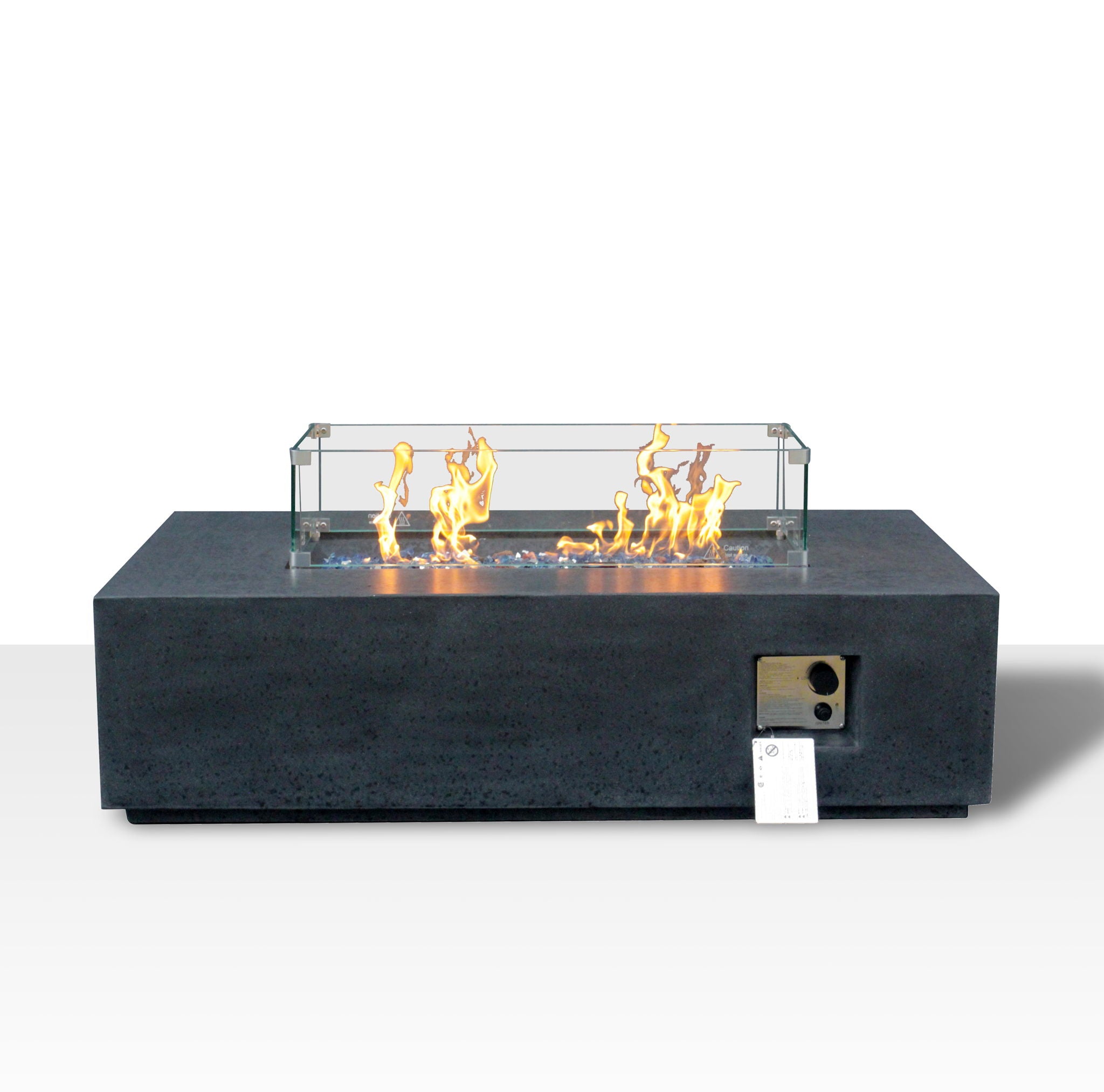 Outdoor Concrete Propane Gas Rectangle Fire Pit Table - Best Buy Furniture