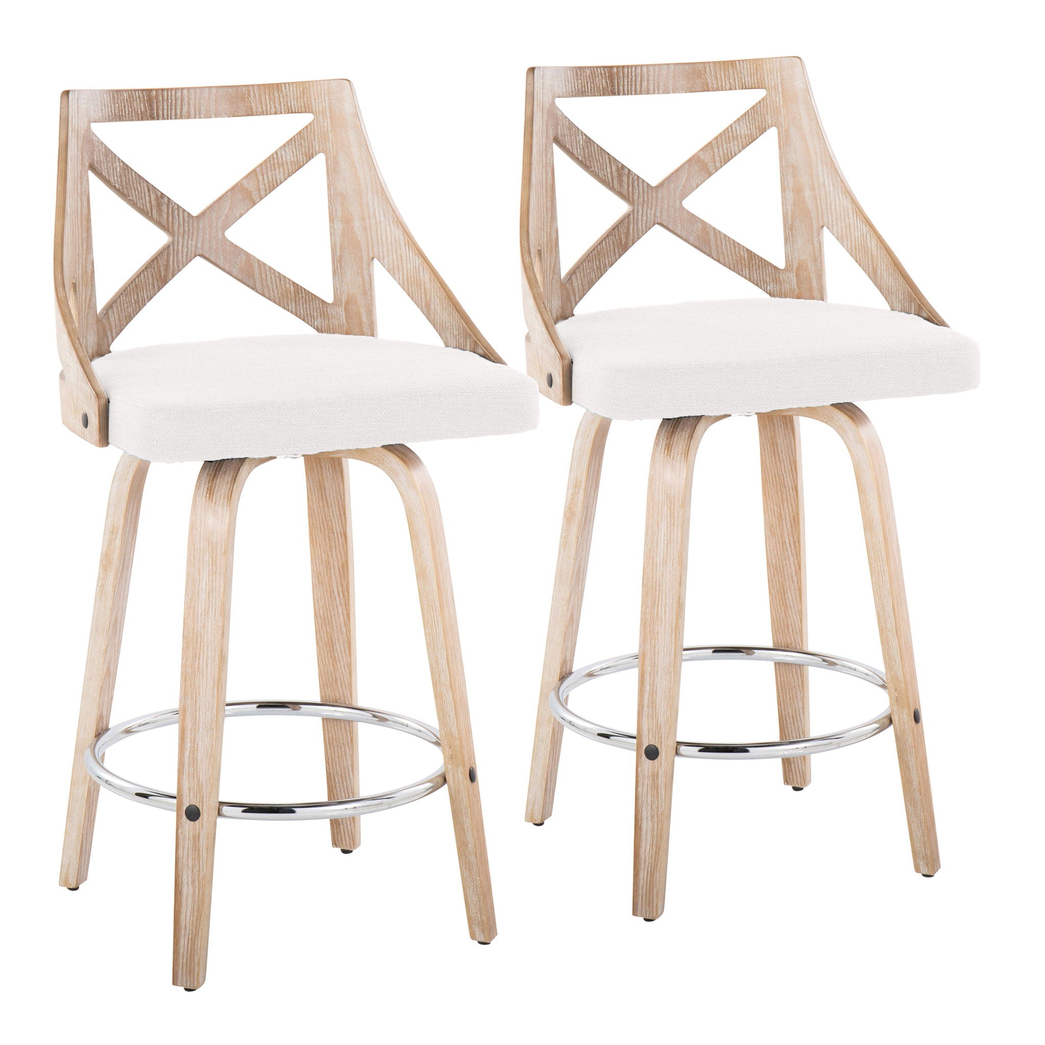 Charlotte - Farmhouse Fixed Height Counter Stool With Swivel And Round Footrest (Set of 2) - Best Buy Furniture