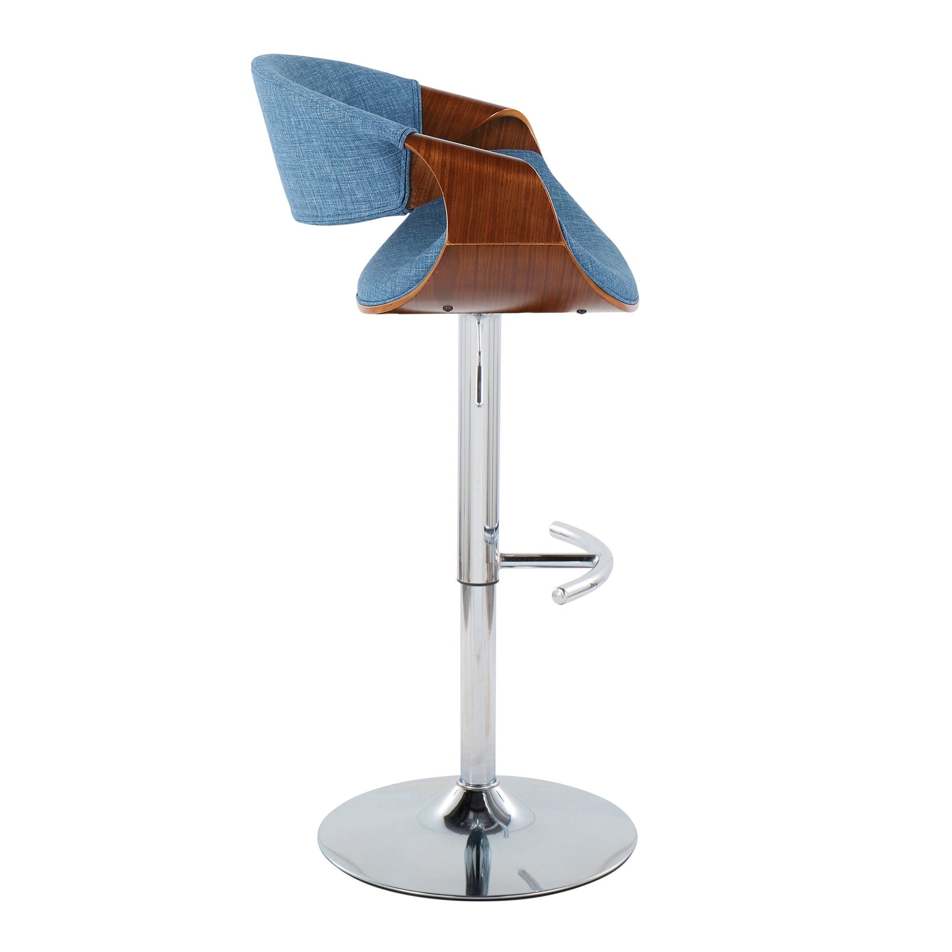 Curvo - Mid Century Modern Adjustable Barstool With Swivel With Rounded T Footrest (Set of 2) - Best Buy Furniture