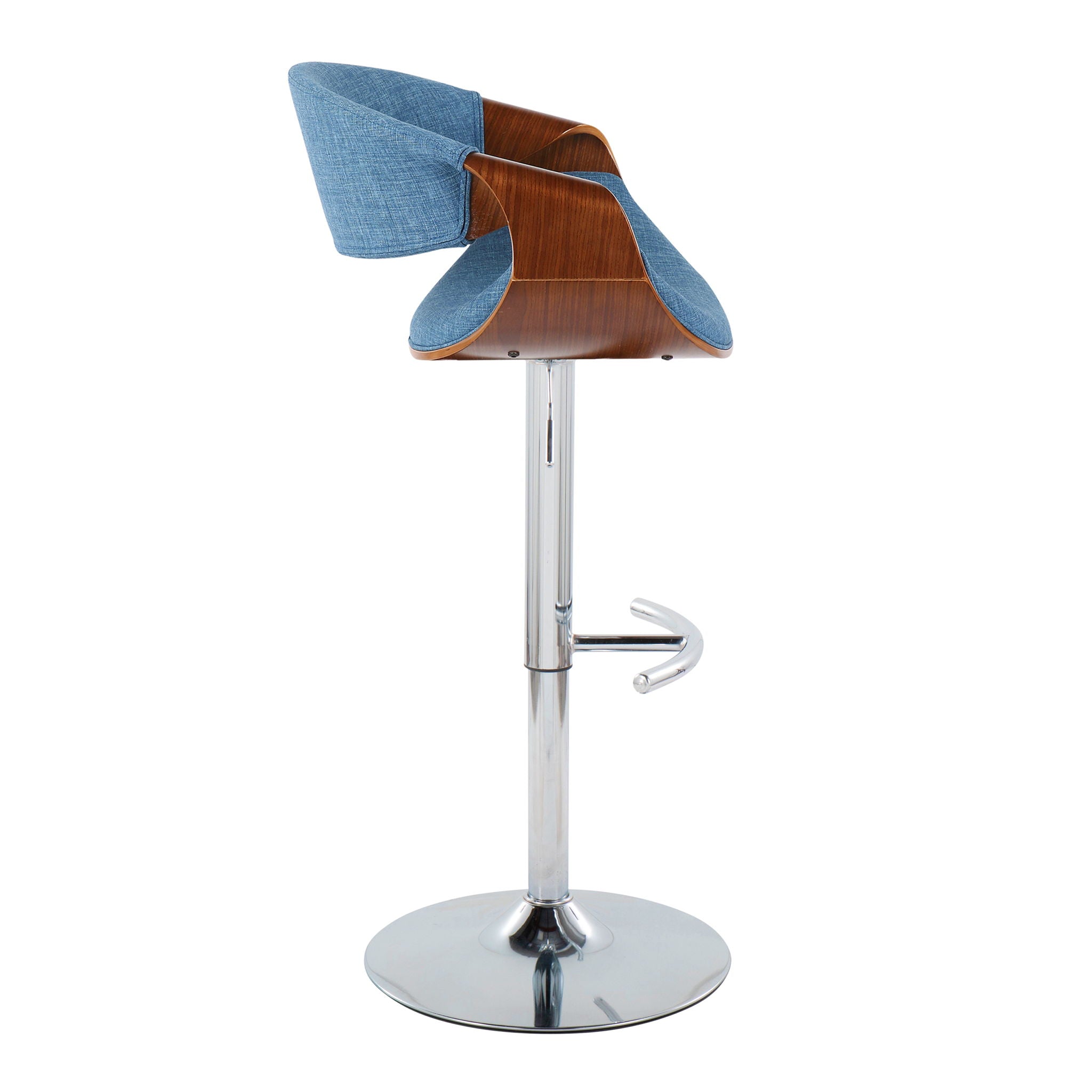 Curvo - Mid Century Modern Adjustable Barstool With Swivel With Rounded T Footrest (Set of 2) - Best Buy Furniture