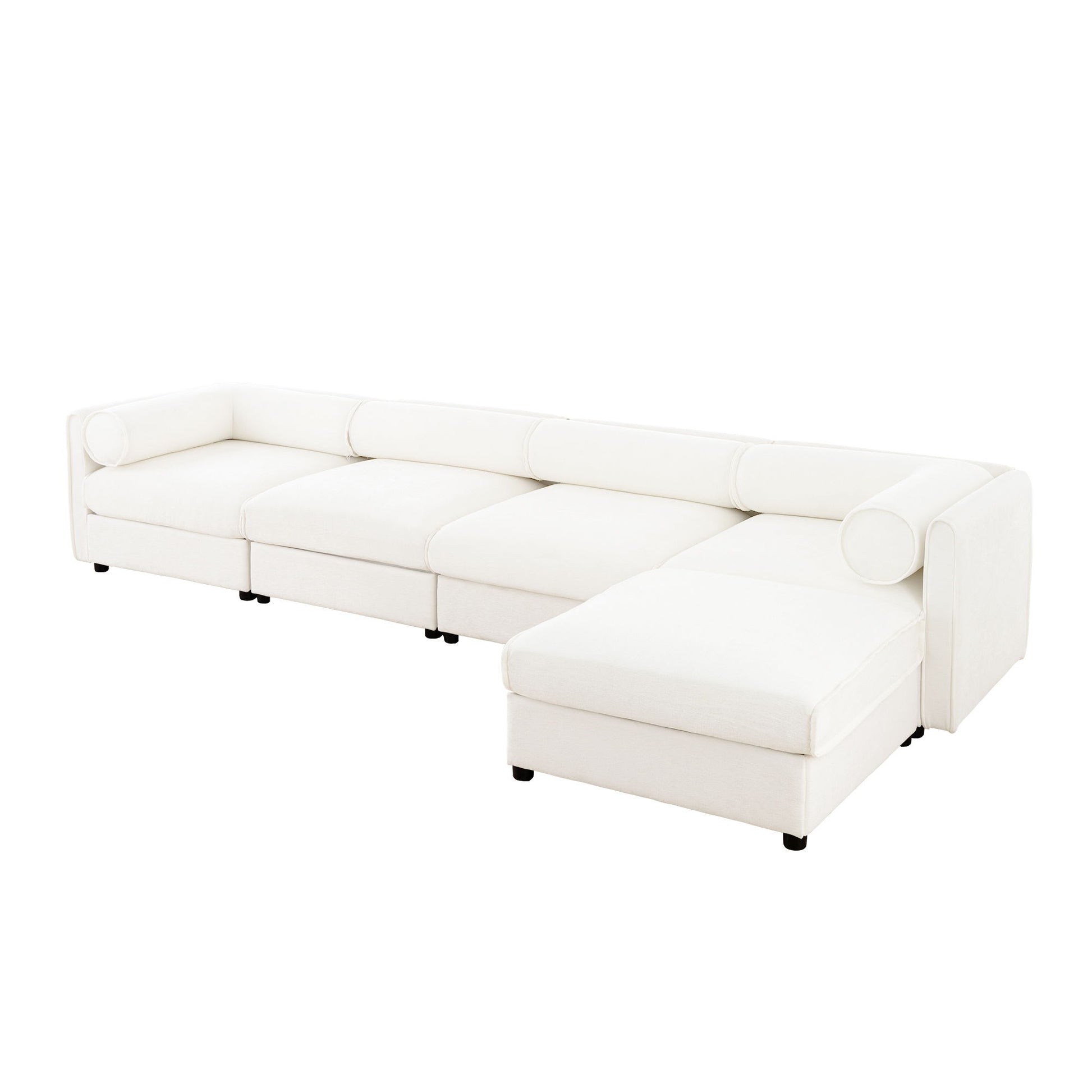Contemporary Elegant White Chenille Sofa With Storage And Ottoman - Best Buy Furniture
