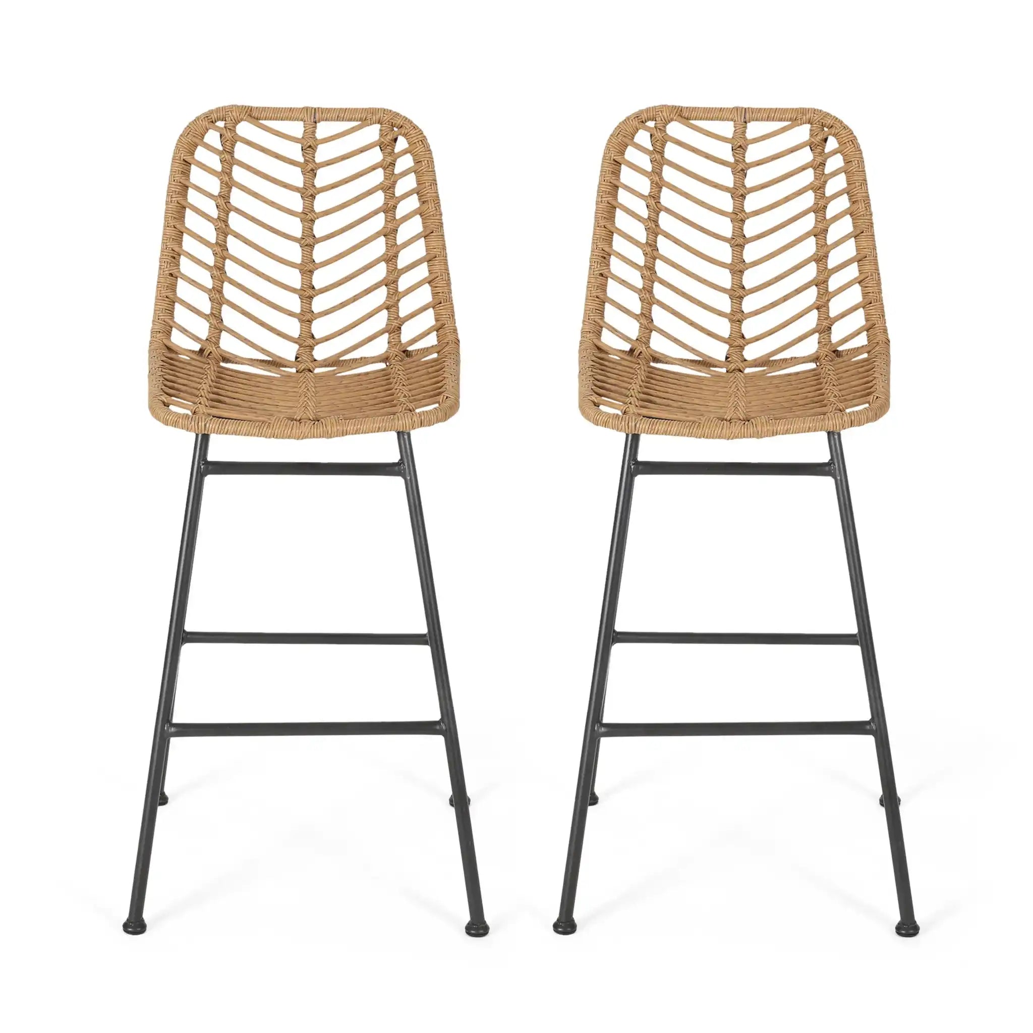 Sawtelle - Outdoor Wicker Barstools (Set of 2) - Best Buy Furniture