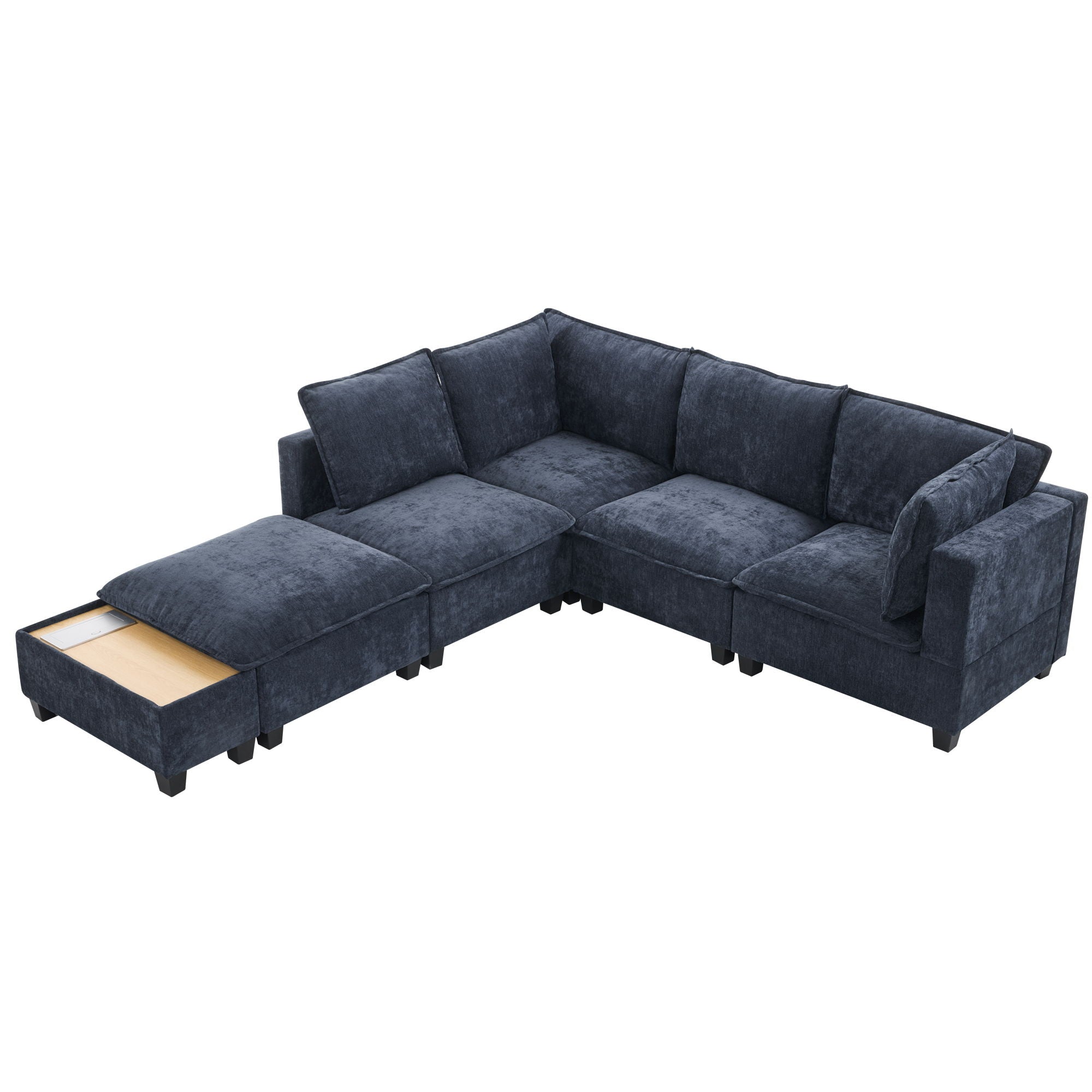 U-Shaped Sectional Modular Sofa With A Movable Ottoman, A Coffee Table With Hidden Charging Devices For Living Room - Best Buy Furniture