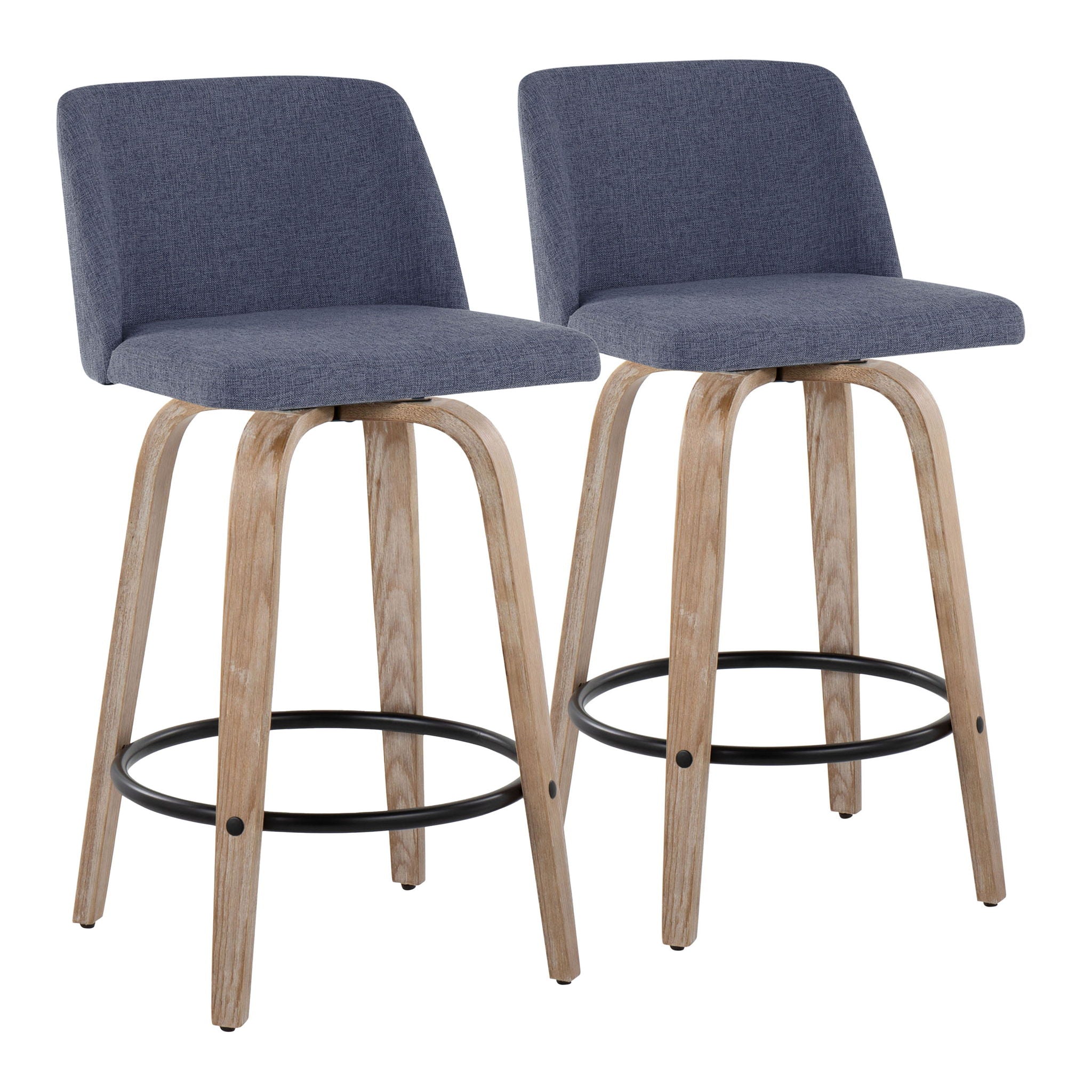 Toriano - Contemporary Fixed-Height Counter Stool & Swivel With Round Footrest (Set of 2) - Best Buy Furniture