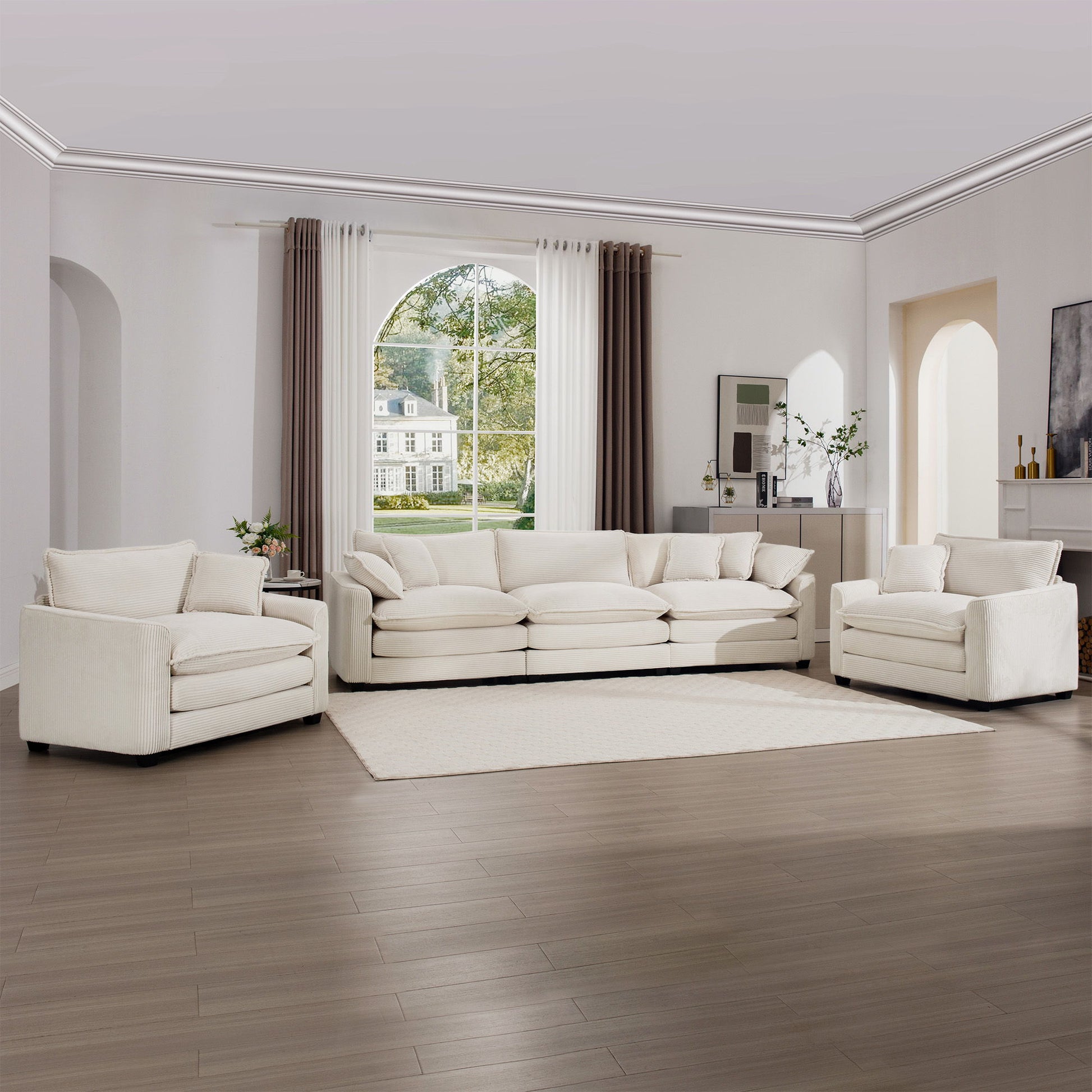 Elegant Corduroy Oversized Sectional Sofa Set With Deep Seats And Flexible Layout - Best Buy Furniture
