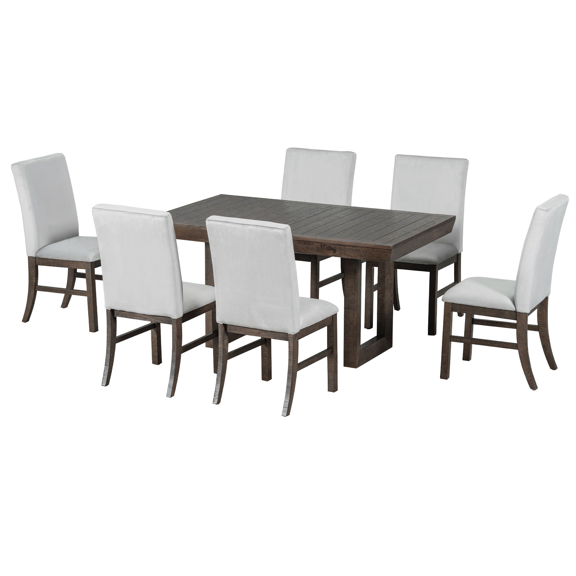 Topmax - 7 Piece Traditional Extendable Dining Table Set With Butterfly Leaf And 6 Upholstered Dining Table Set - Best Buy Furniture