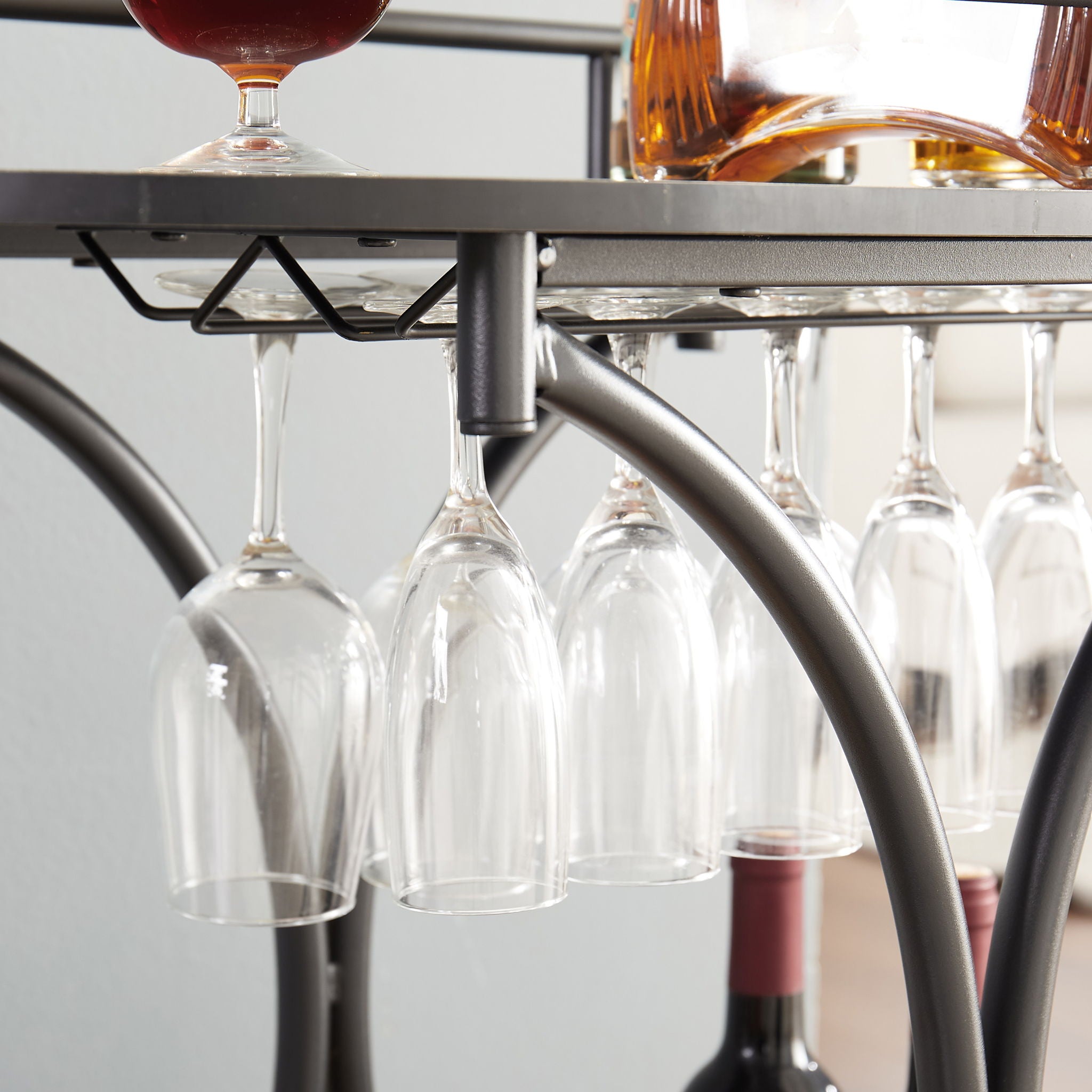 2 Tier Bar Cart, Slide Bar Serving Cart, Retro Style Wine Cart For Kitchen, Beverage Cart With Wine Rack And Glass Holder, Rolling Drink Trolley For Living Room, Dining Room - Black - Best Buy Furniture