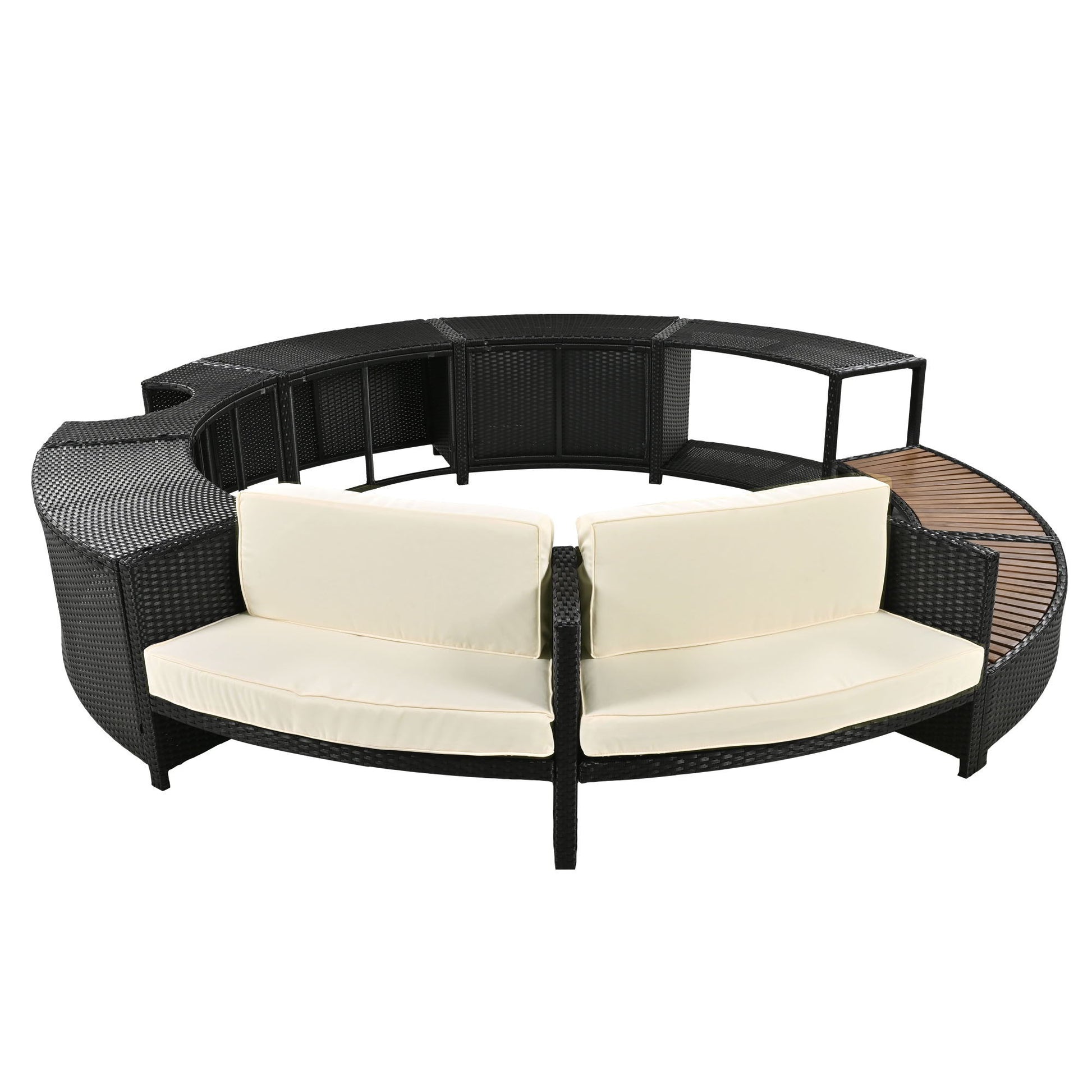 Spa Surround Spa Frame Patio Rattan Sofa Set With Storage Spaces, Mini Sofa And Comfortable Cushion For Patio, Backyard - Best Buy Furniture
