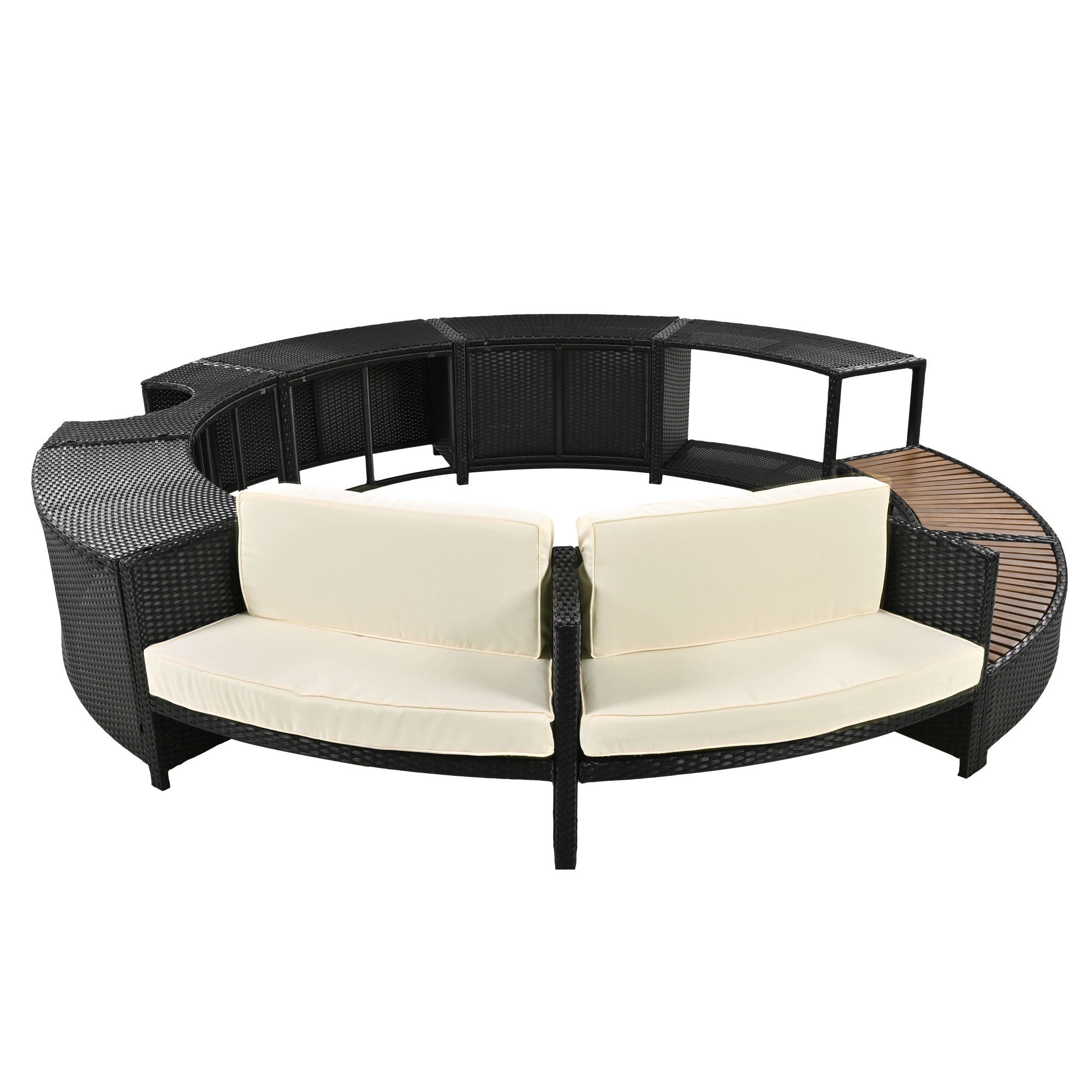 Spa Surround Spa Frame Patio Rattan Sofa Set With Storage Spaces, Mini Sofa And Comfortable Cushion For Patio, Backyard - Best Buy Furniture