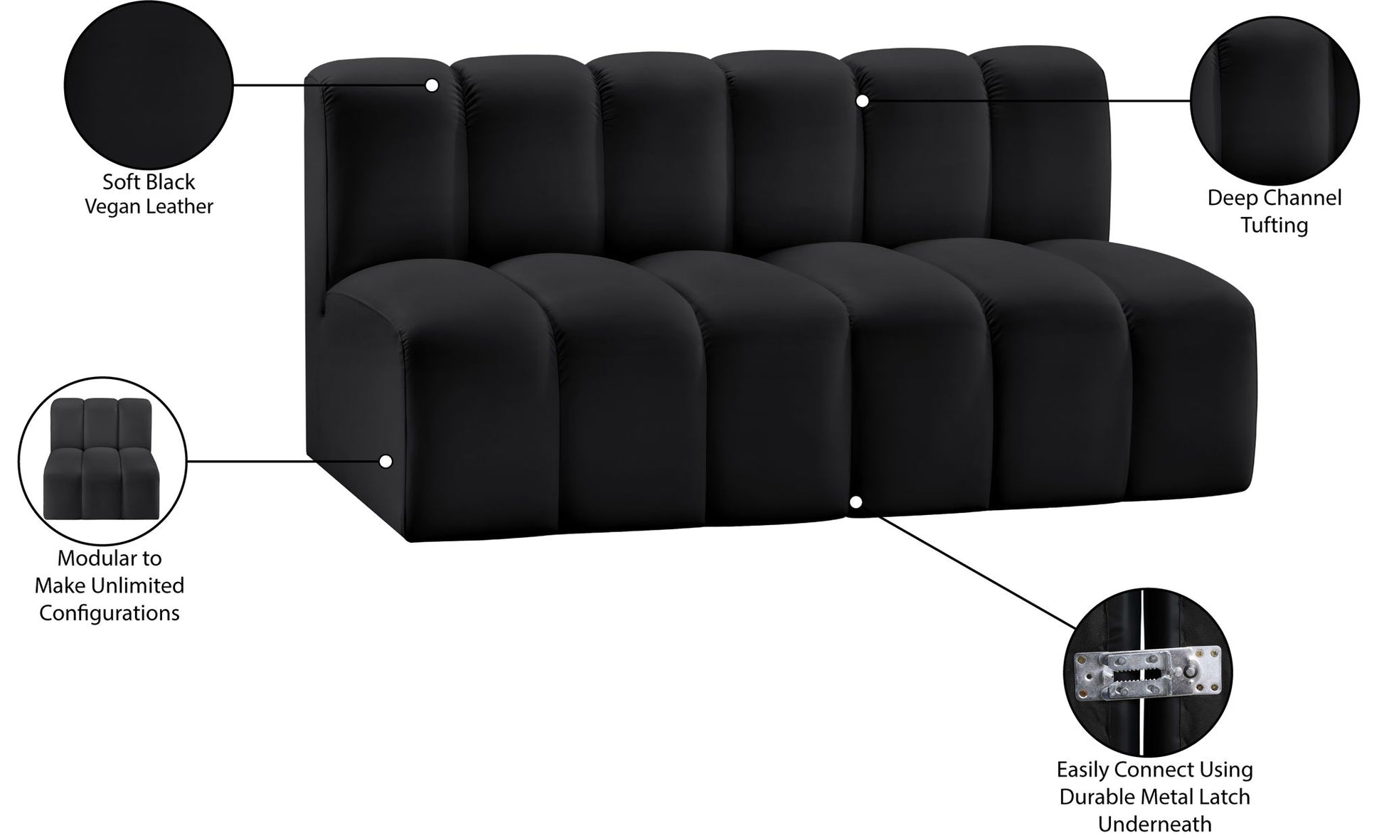 Arc - Faux Leather 2 Seats Modular Sofa - Best Buy Furniture
