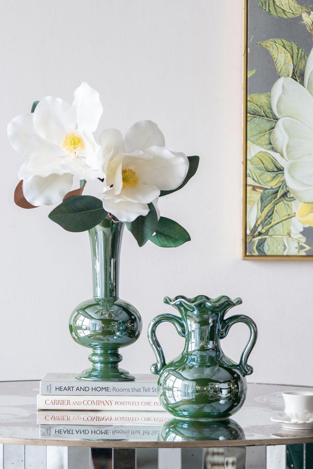 Round Dining Table With Elegant Floral Design And Mirrored - Silver Multi - Best Buy Furniture
