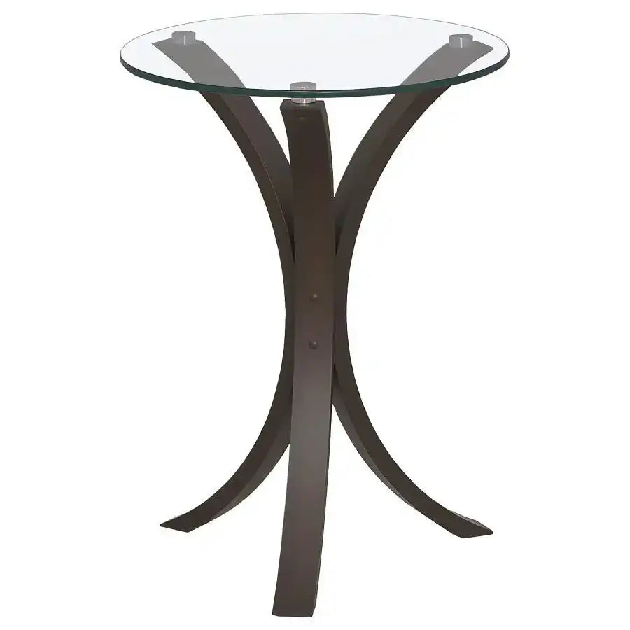 Edgar - Round Glass Top Accent Side Table - Cappuccino - Best Buy Furniture