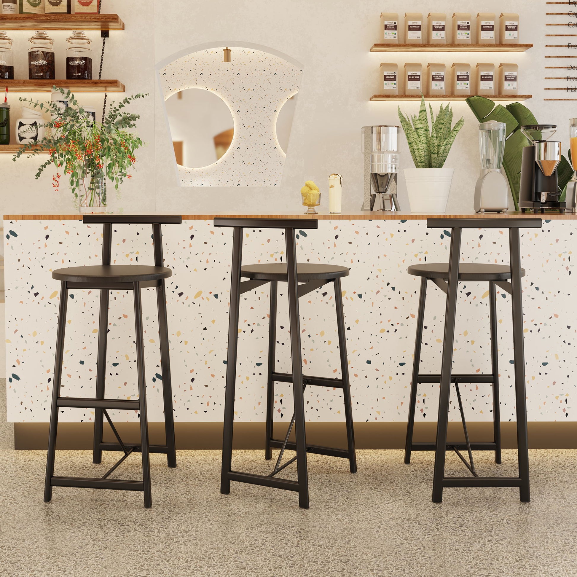 Modern Bar Stools With Backrest For Kitchen (Set of 3) - Best Buy Furniture