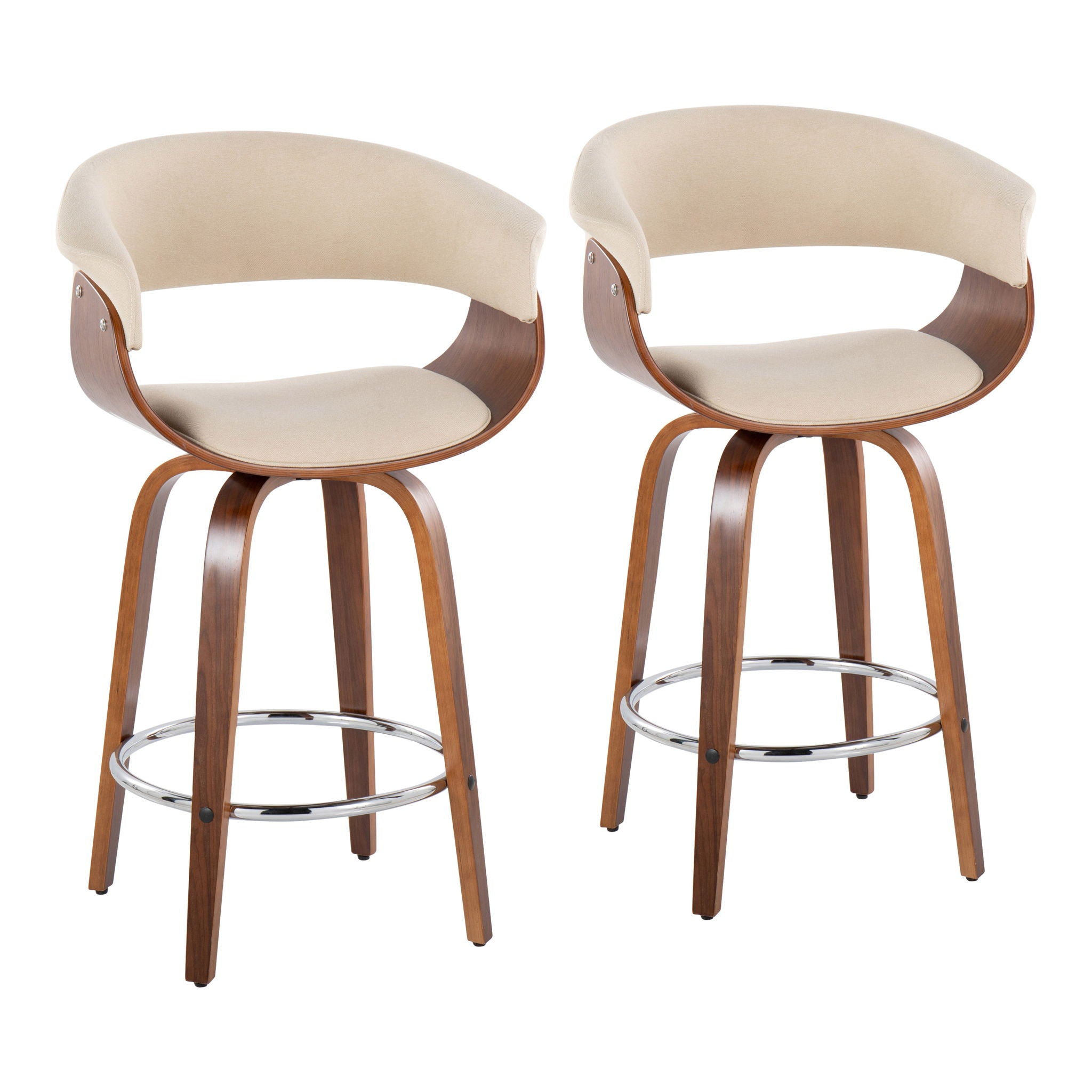 Vintage Mod - Mid Century Modern Fixed Height Counter Stool With Swivel With Round Footrest (Set of 2) - Best Buy Furniture