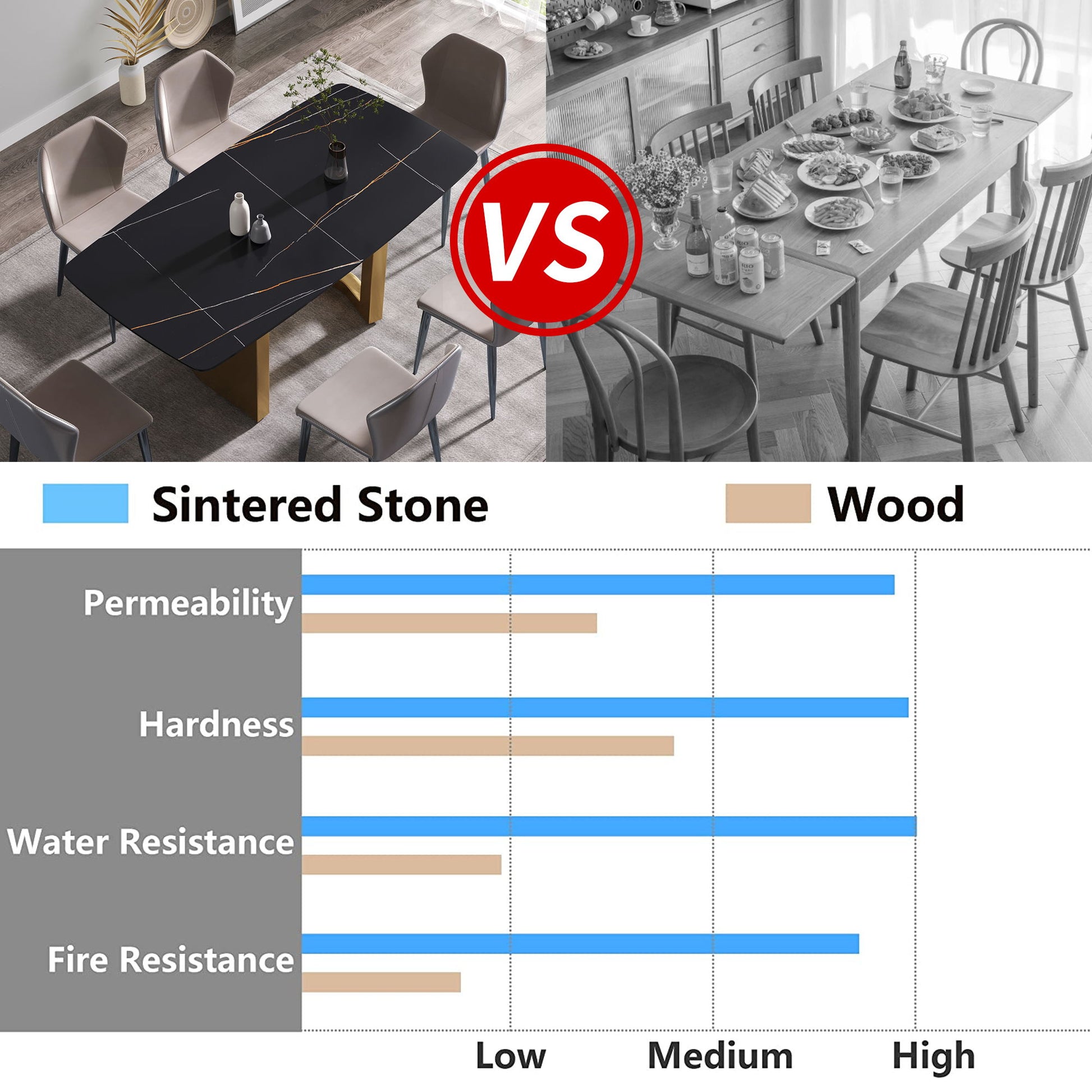 Modern Artificial Stone Dining Table, Can Accommodate 6-8 People - Black - Best Buy Furniture