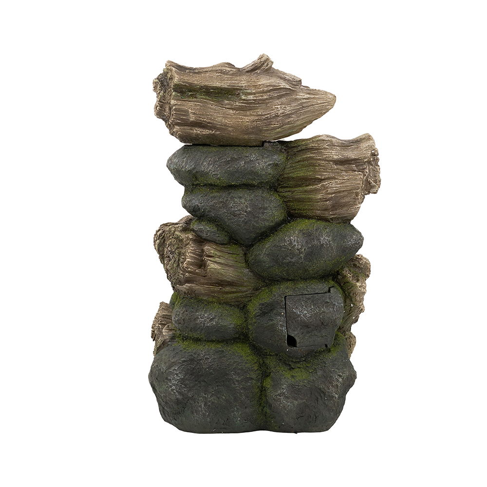 Decorative 5 Tier Wood Rock Inspired Water Fountain With Lights And Pump - Brown - Best Buy Furniture