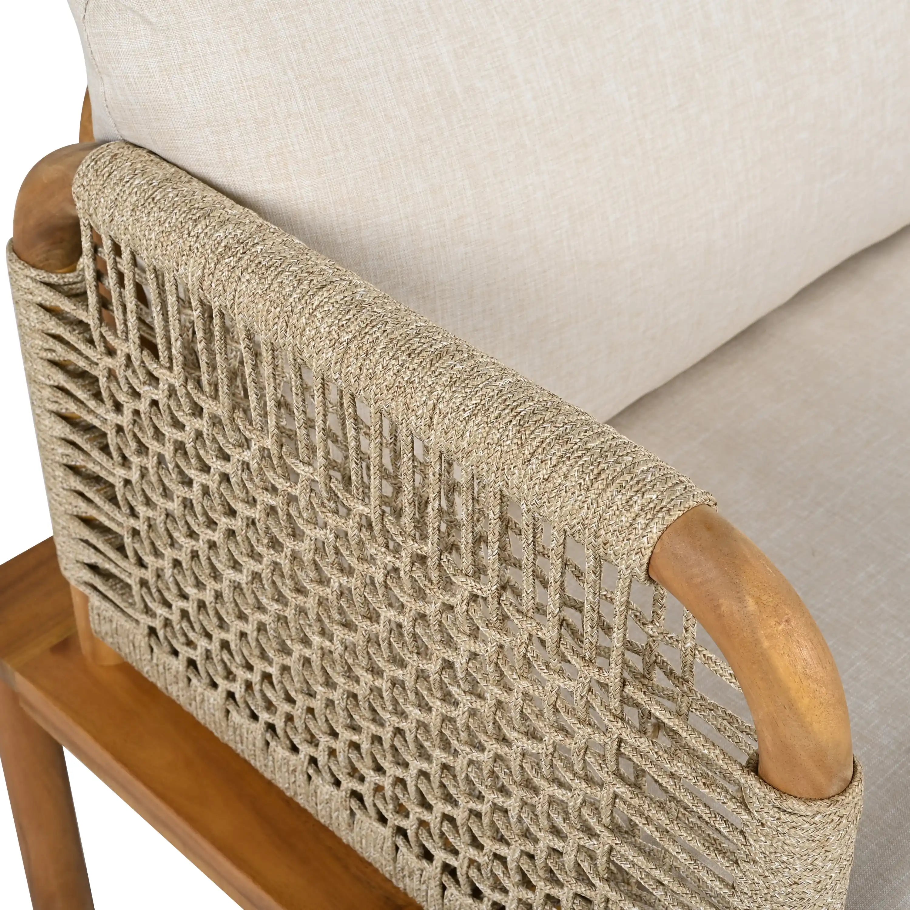 Outdoor 3-piece Acacia Wood and Rope Patio Sofa Set - Best Buy Furniture