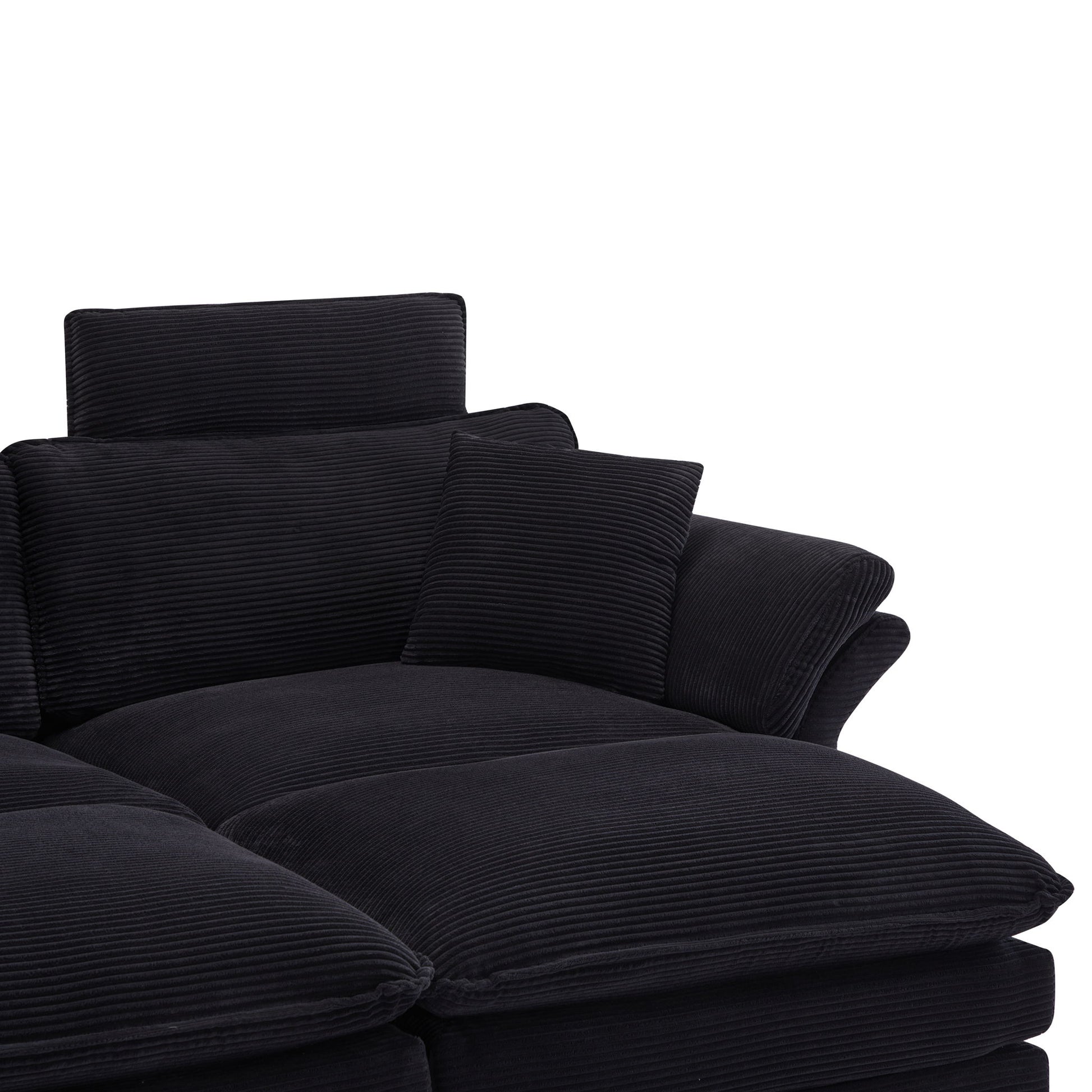 Modern Corduroy Deep Seat Sectional Sofa With Ottoman - Best Buy Furniture