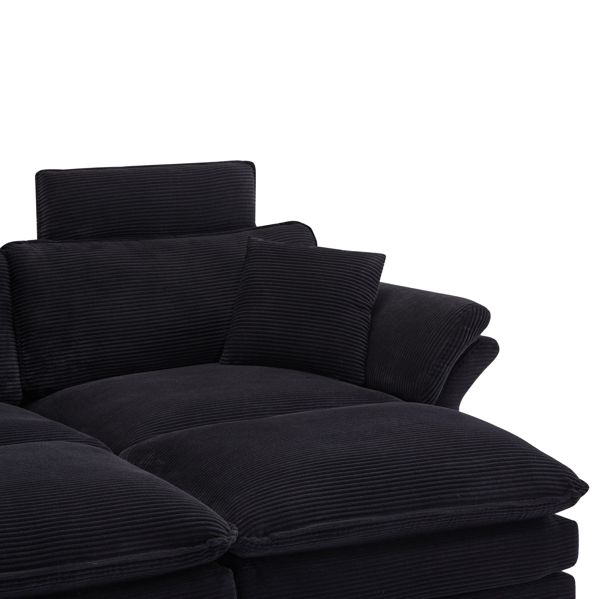 Modern Corduroy Deep Seat Sectional Sofa With Ottoman - Best Buy Furniture