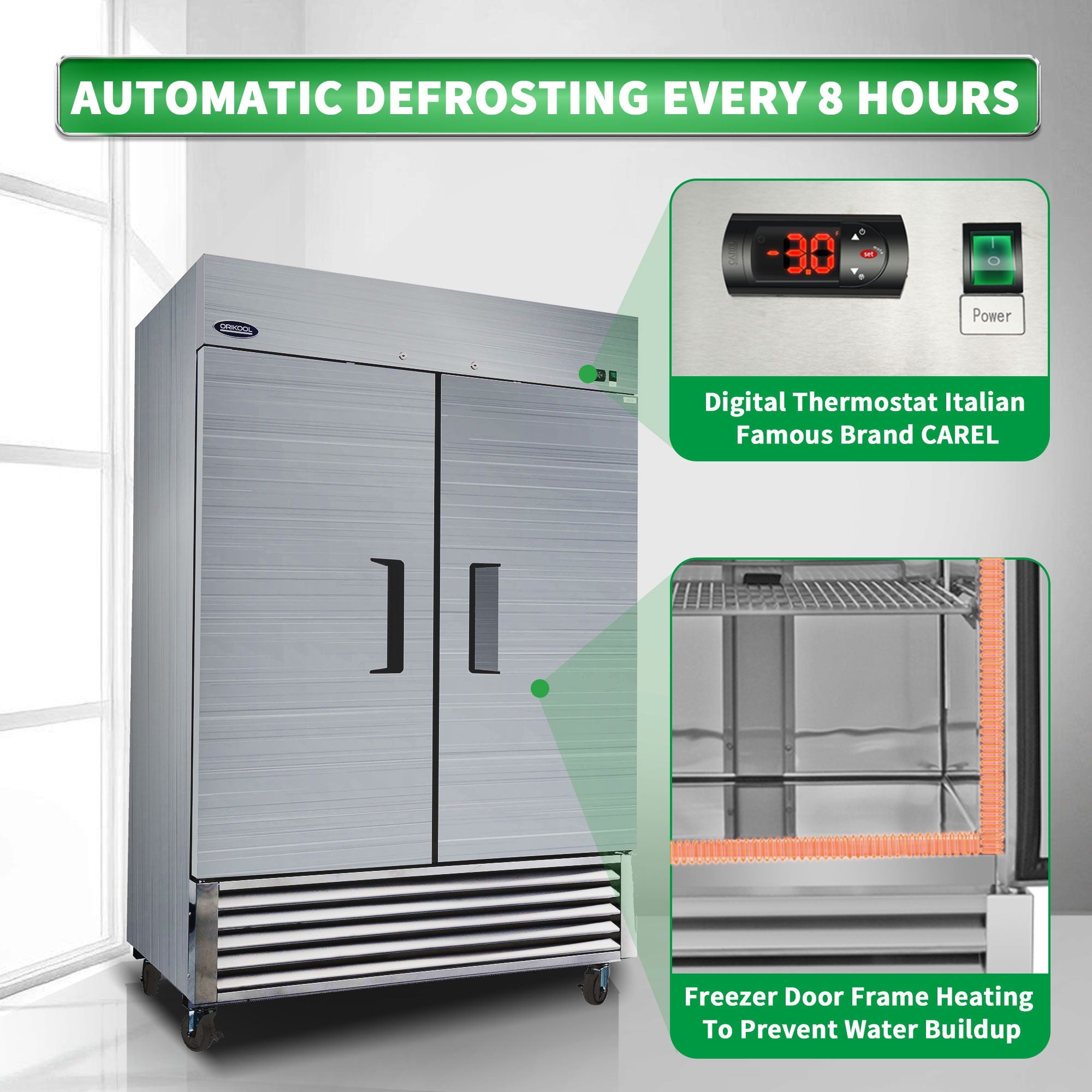 54" Commercial Freezer 49 Cu.Ft With 2 Solid Door Reach-In Freezers Stainless Steel Etl Approved Upright Freeze Storage - Silver - Best Buy Furniture