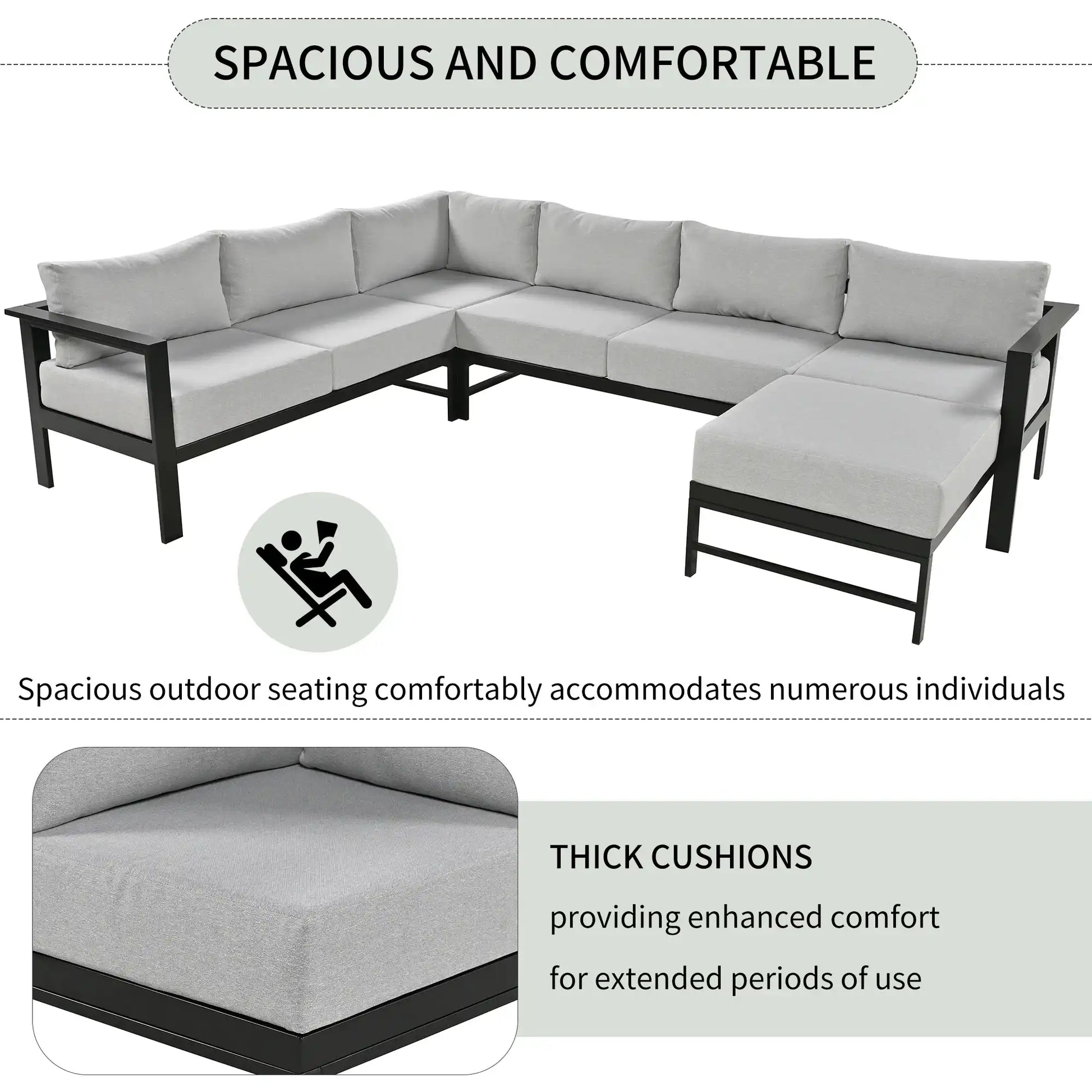 U-shaped multi-person outdoor sofa set, suitable for gardens, backyards, and balconies. - Best Buy Furniture