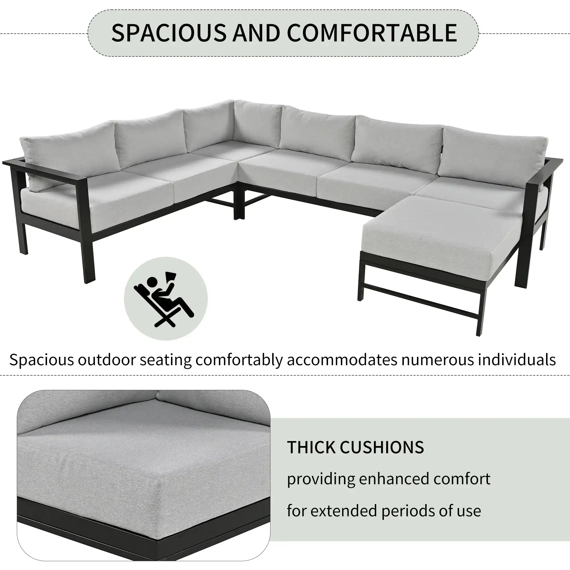 U-shaped multi-person outdoor sofa set, suitable for gardens, backyards, and balconies. - Best Buy Furniture