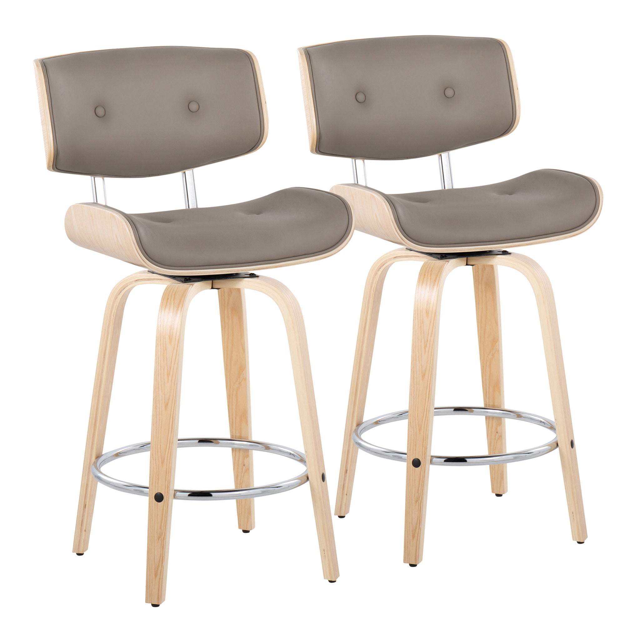 Lombardi - Mid Century Modern Fixed Height Counter Stool With Swivel With Round Footrest (Set of 2) - Best Buy Furniture