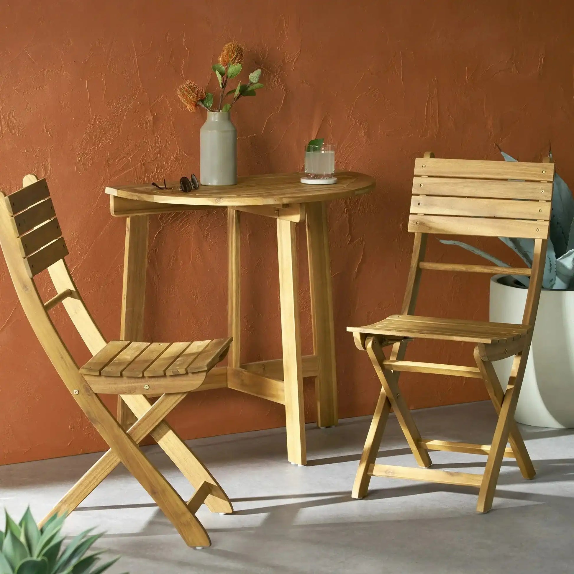 Outdoor 3 Piece Half Round Folding Bistro Set - Best Buy Furniture